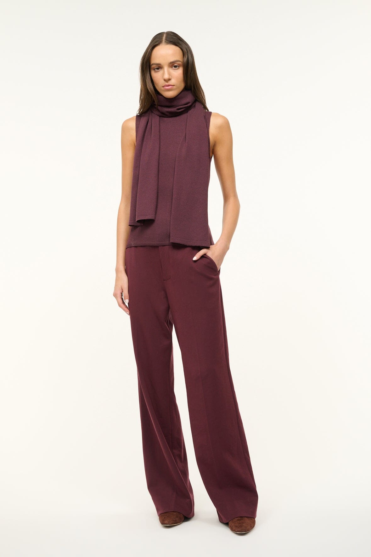 Merino Wool Canal Top with Detachable Scarf – Merlot