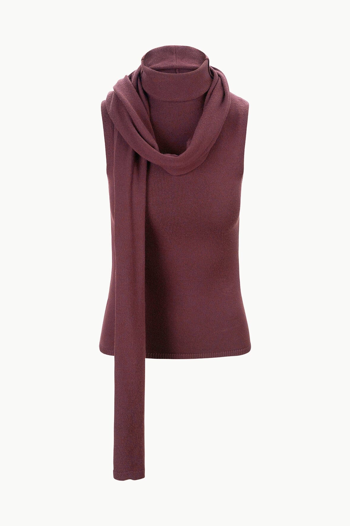 Merino Wool Canal Top with Detachable Scarf – Merlot