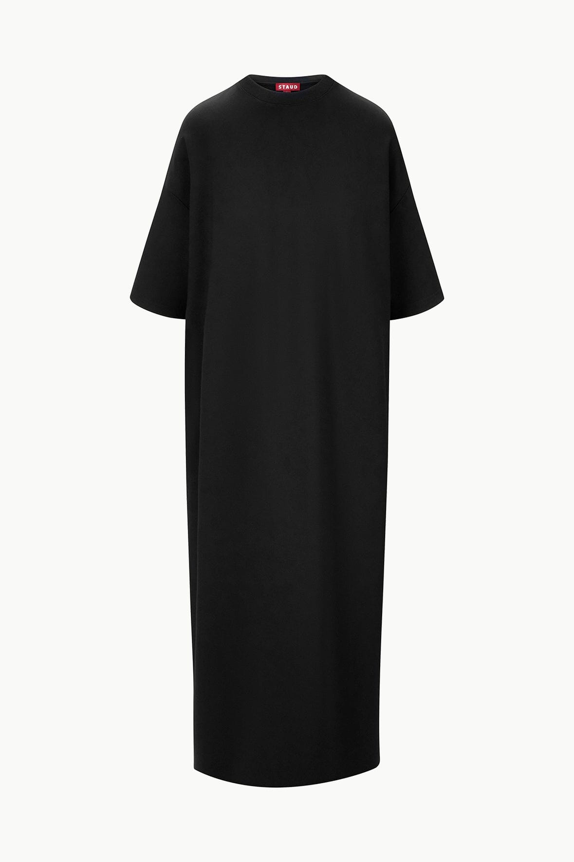 Black Ponte Travel Maxi Dress | Oversized Crewneck Style