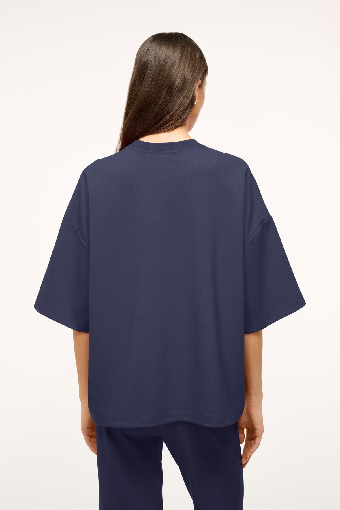 Oversized Navy Ponte Crewneck Shirt | Travel Essential Top