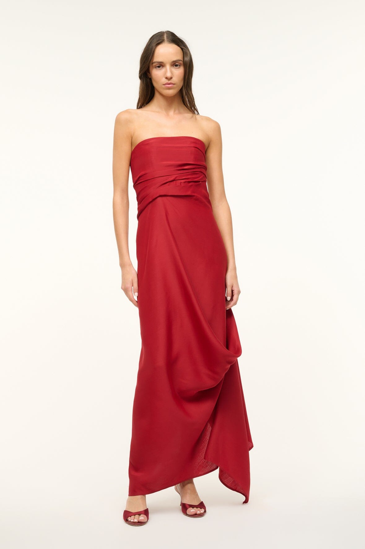 Caravaggio Rouge Silk Wool Maxi Dress with Corset Support