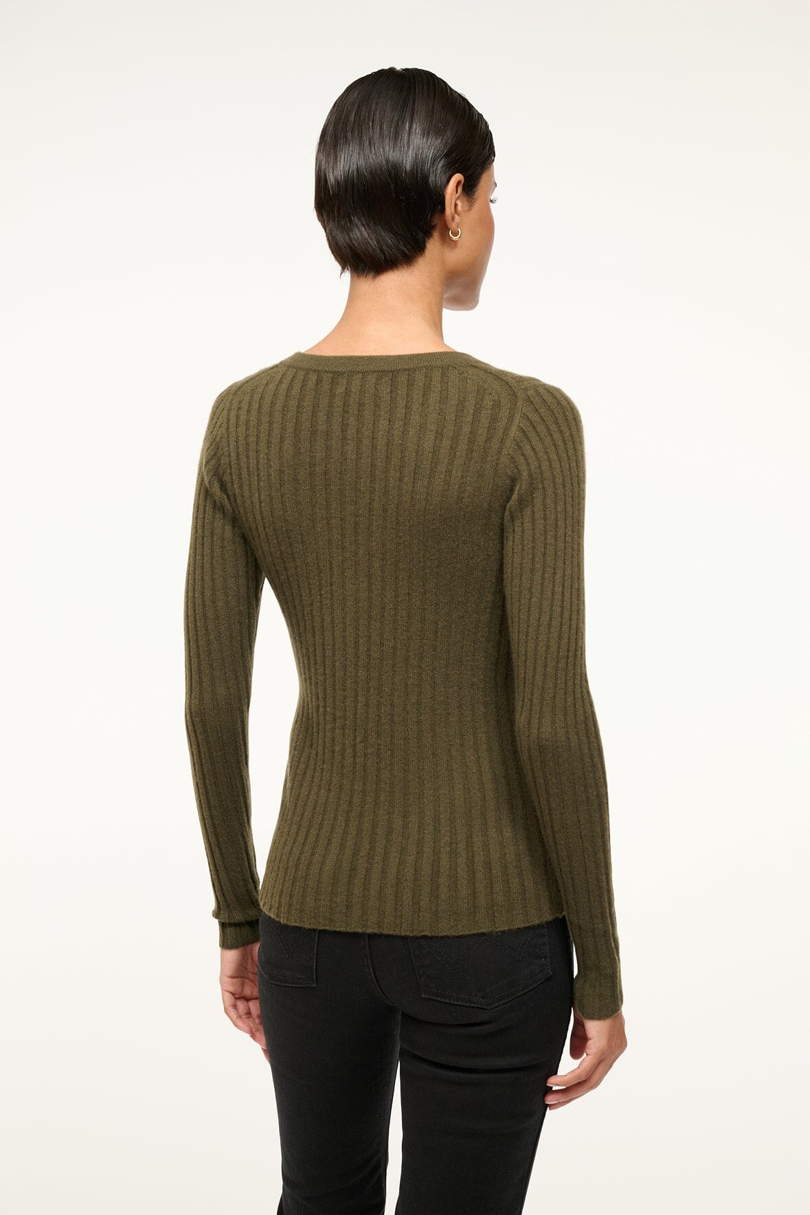 Luxury Cashmere Cardigan Sweater in Dark Olive | Cargo Knit