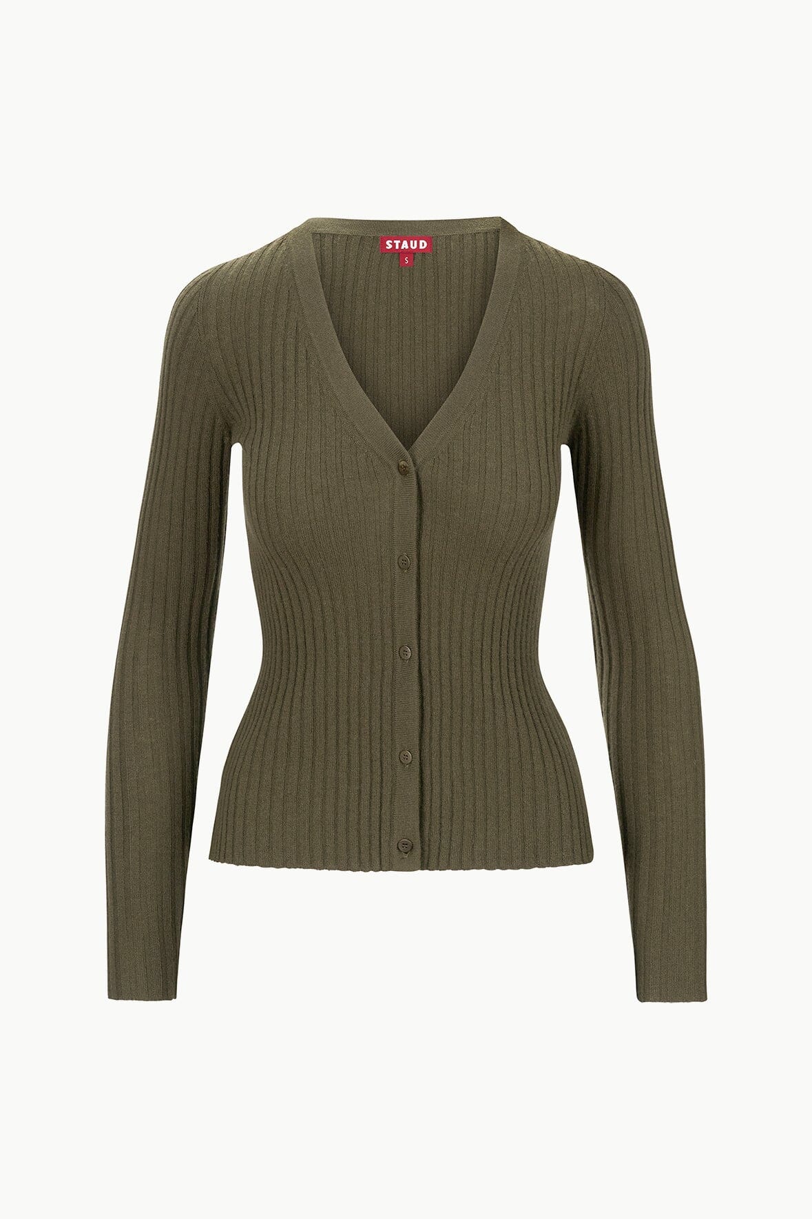 Luxury Cashmere Cardigan Sweater in Dark Olive | Cargo Knit