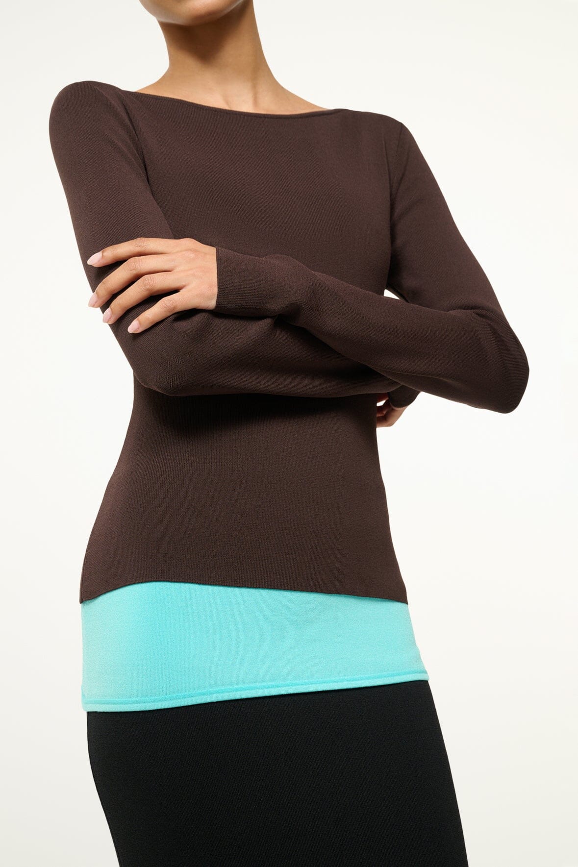 Carilo Compact Knit Maxi Dress - Fitted Boat Neck Long Sleeve