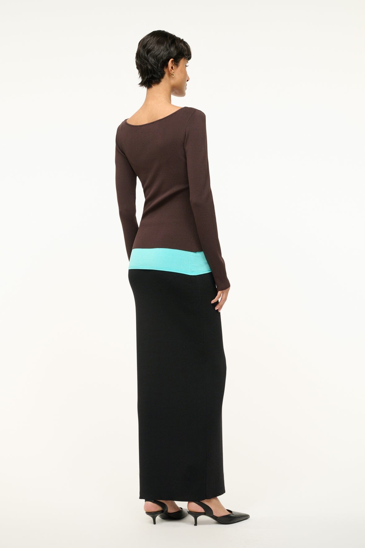 Carilo Compact Knit Maxi Dress - Fitted Boat Neck Long Sleeve