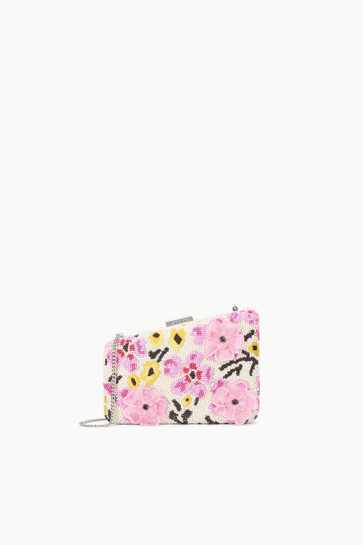 CARMELA Beaded Evening Clutch with Removable Chain Strap - Floral Design