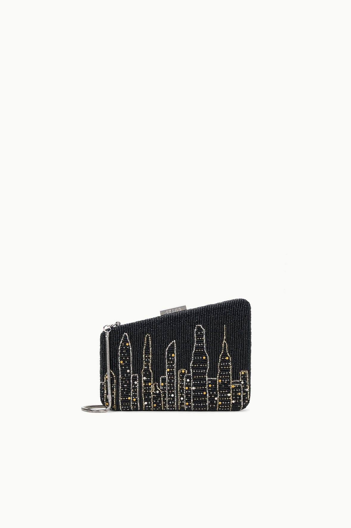 CARMELA Beaded Evening Clutch with NYC Skyline Design & Removable Strap