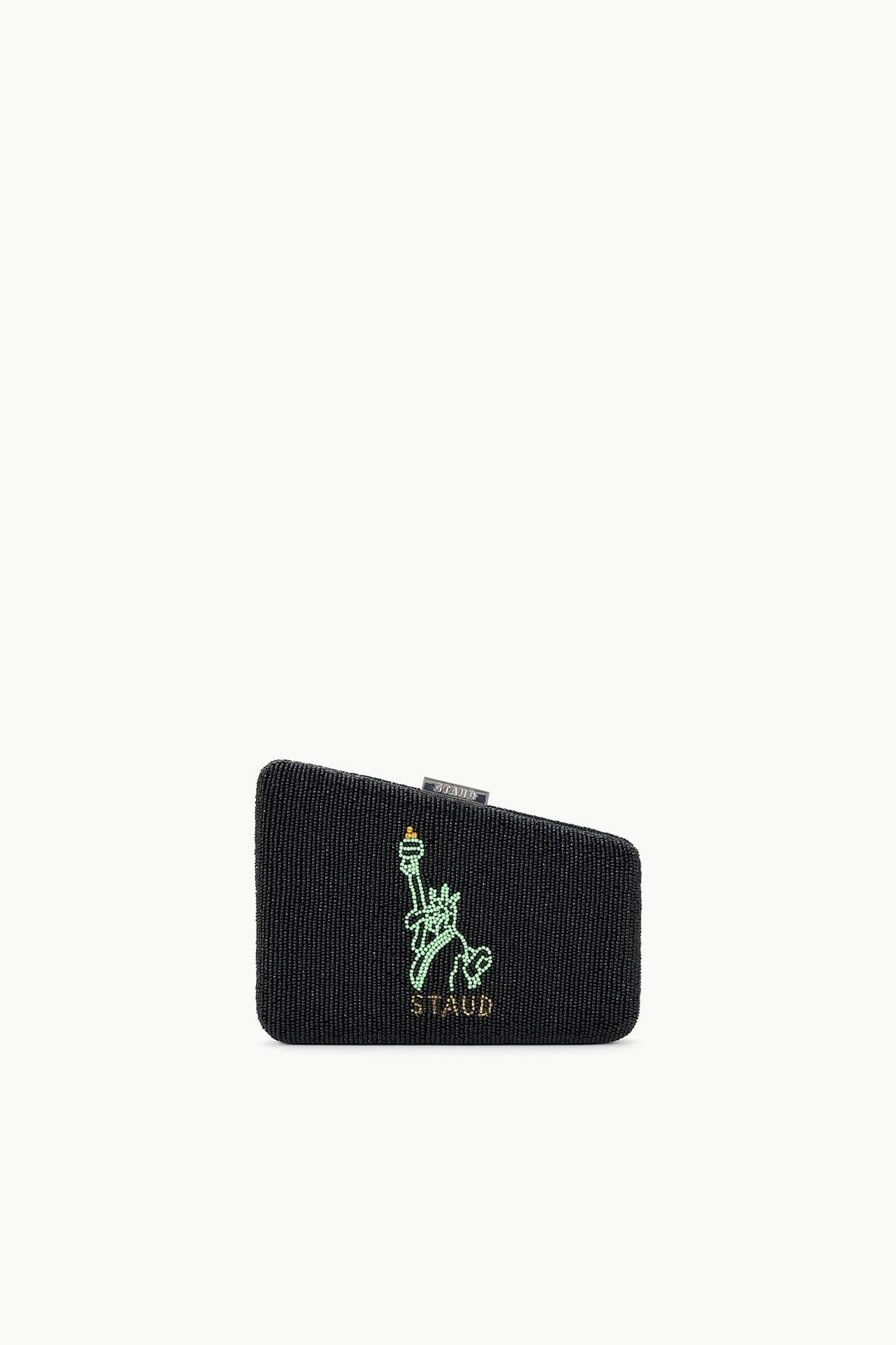 CARMELA Beaded Evening Clutch with NYC Skyline Design & Removable Strap