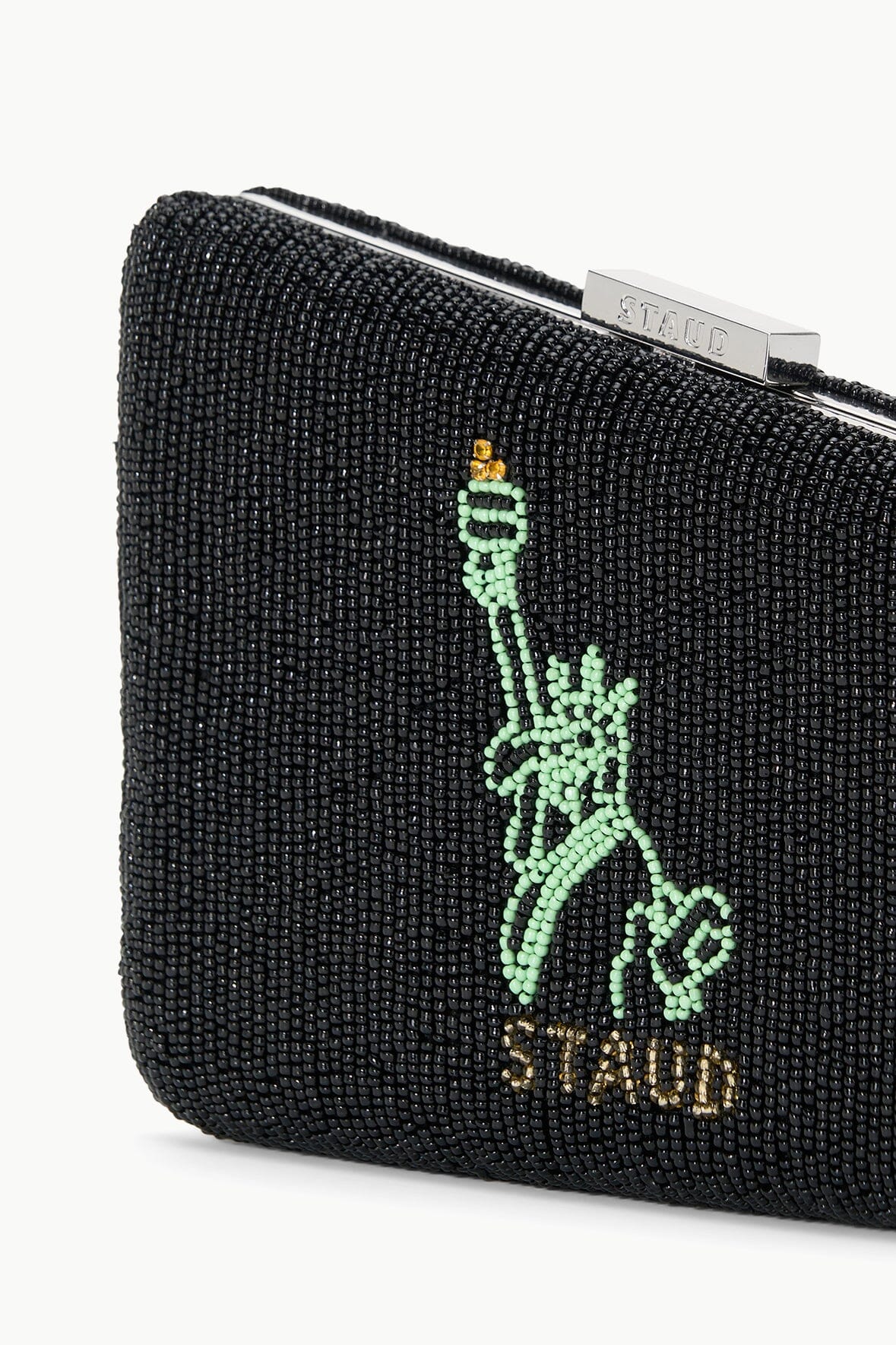 CARMELA Beaded Evening Clutch with NYC Skyline Design & Removable Strap