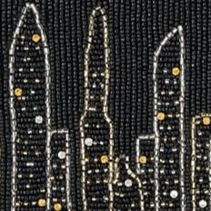 CARMELA Beaded Evening Clutch with NYC Skyline Design & Removable Strap