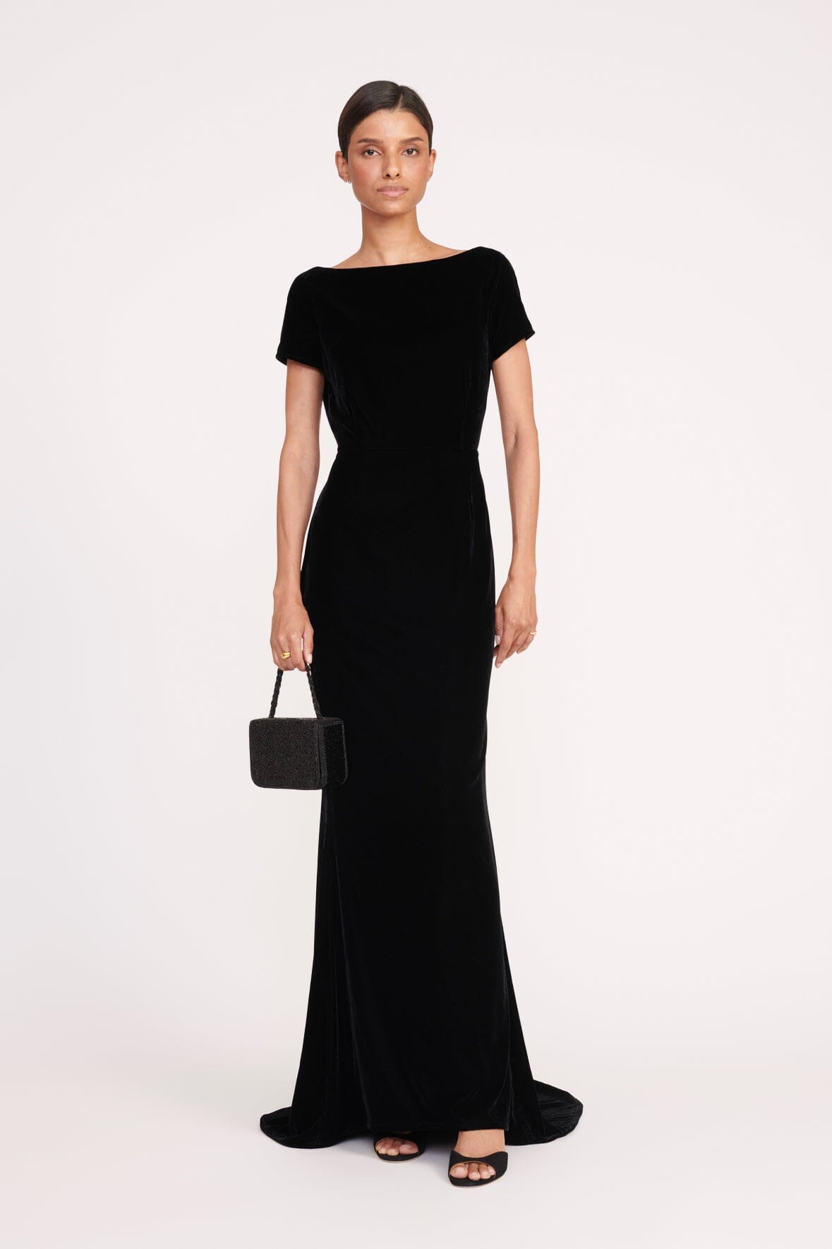 Carmen Black Beaded Box Bag with Magnetic Closure