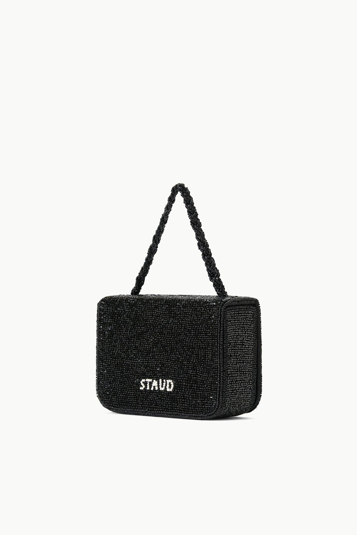 Carmen Black Beaded Box Bag with Magnetic Closure