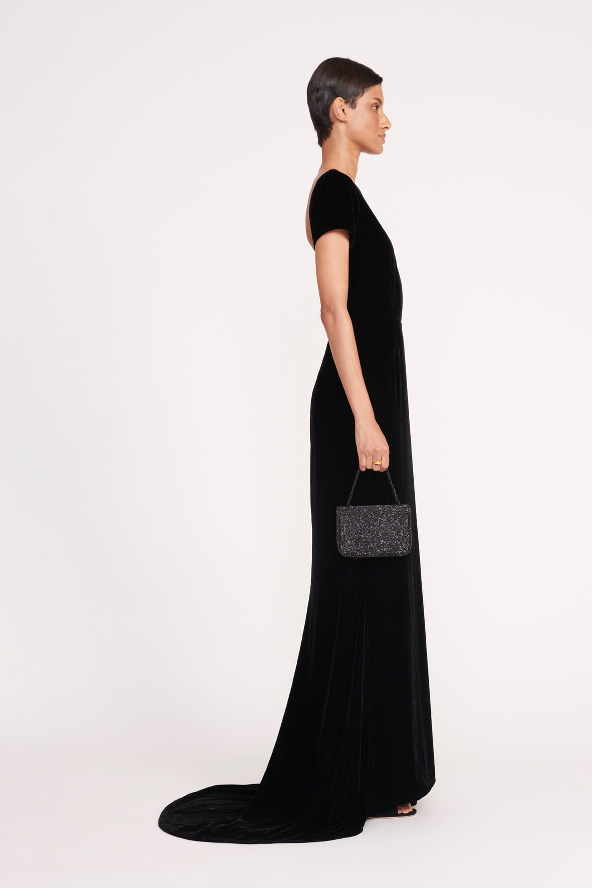 Carmen Gold Beaded Box Bag with Magnetic Closure
