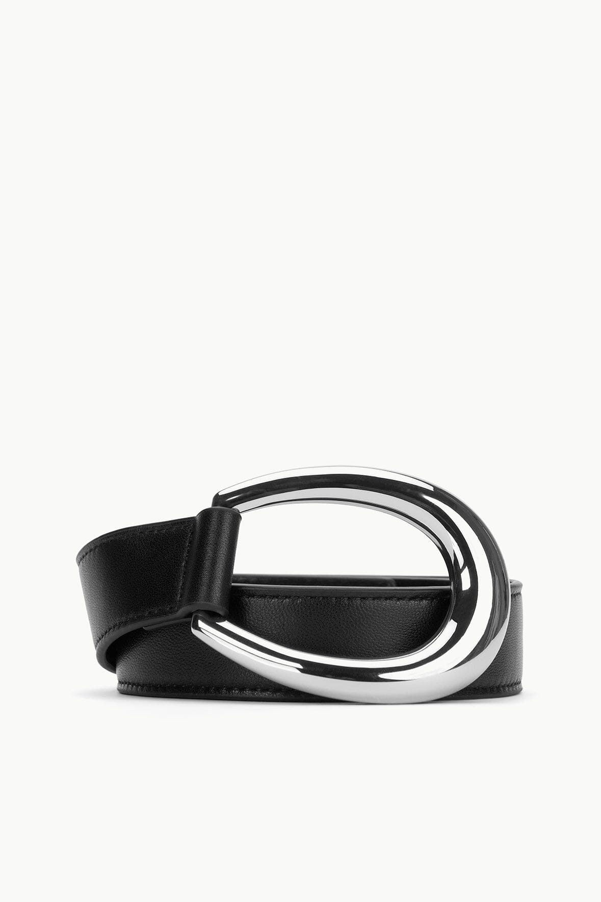Black Leather Wrap Belt with Crescent Moon Buckle | 30MM Width