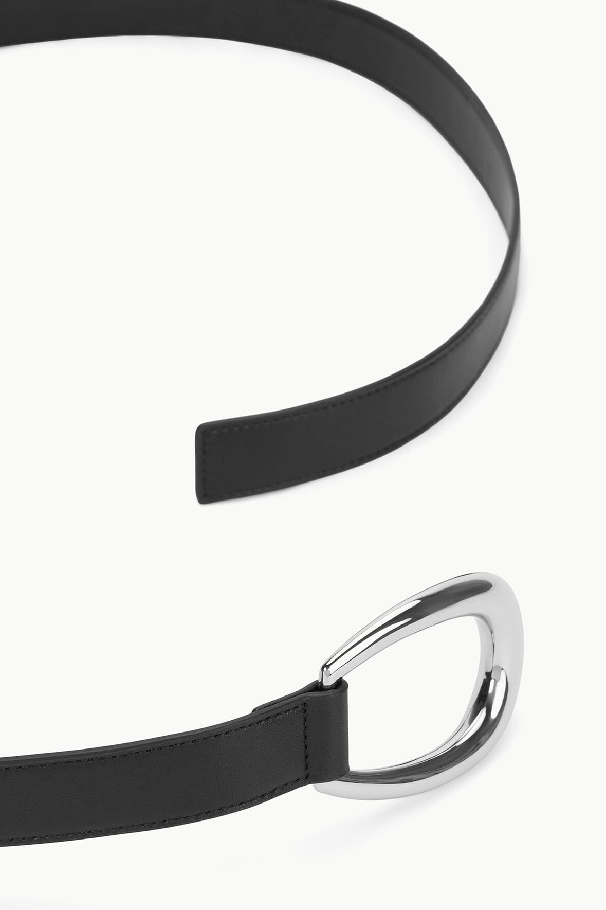 Black Leather Wrap Belt with Crescent Moon Buckle | 30MM Width