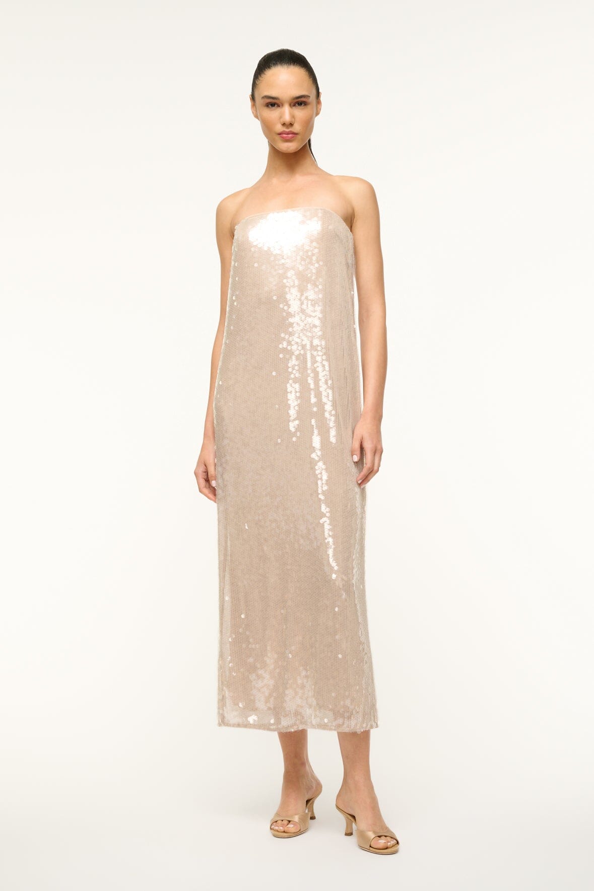 Casey Sequin Dress with Back Slit & Hidden Zipper | Moon