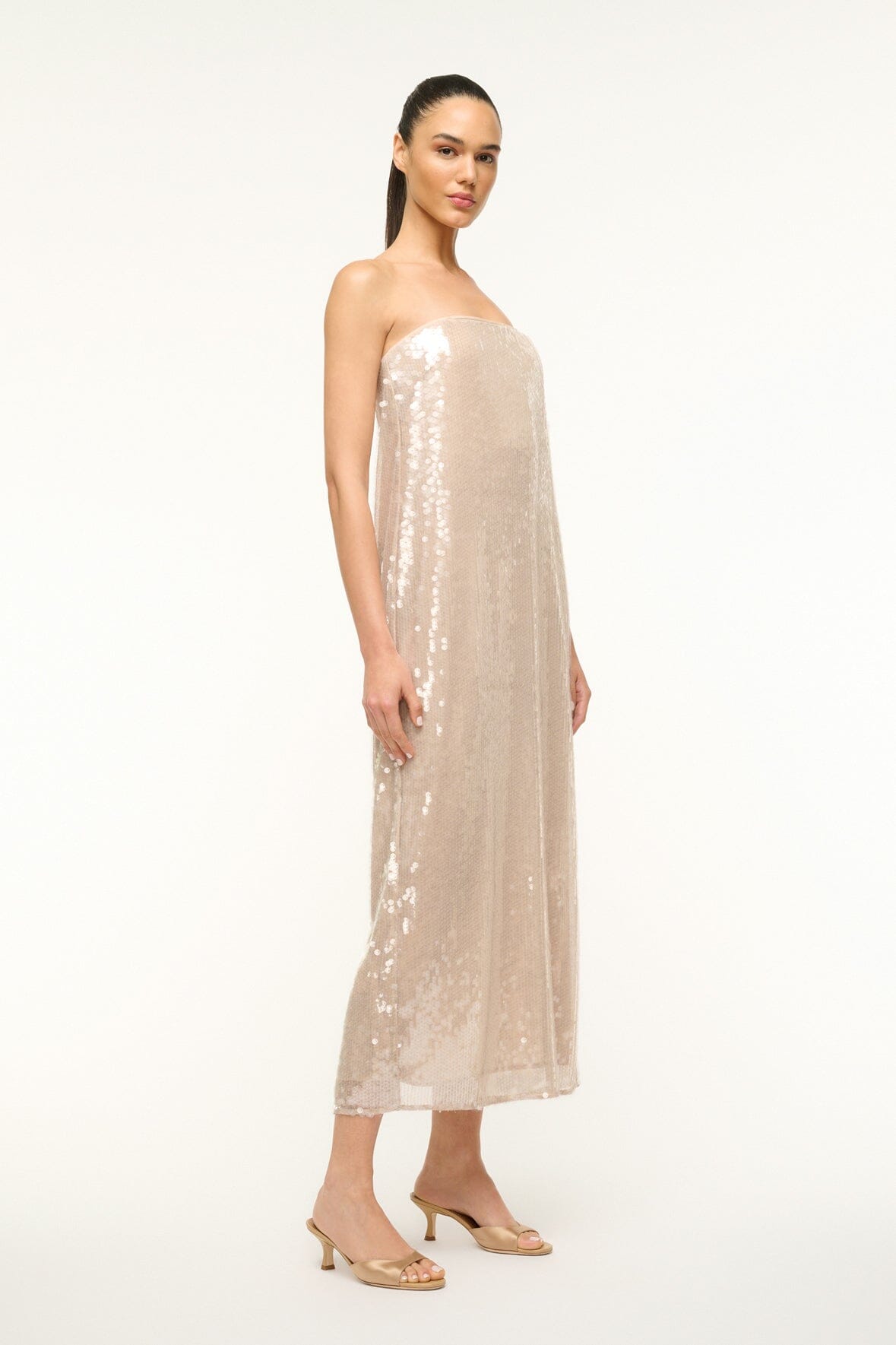 Casey Sequin Dress with Back Slit & Hidden Zipper | Moon