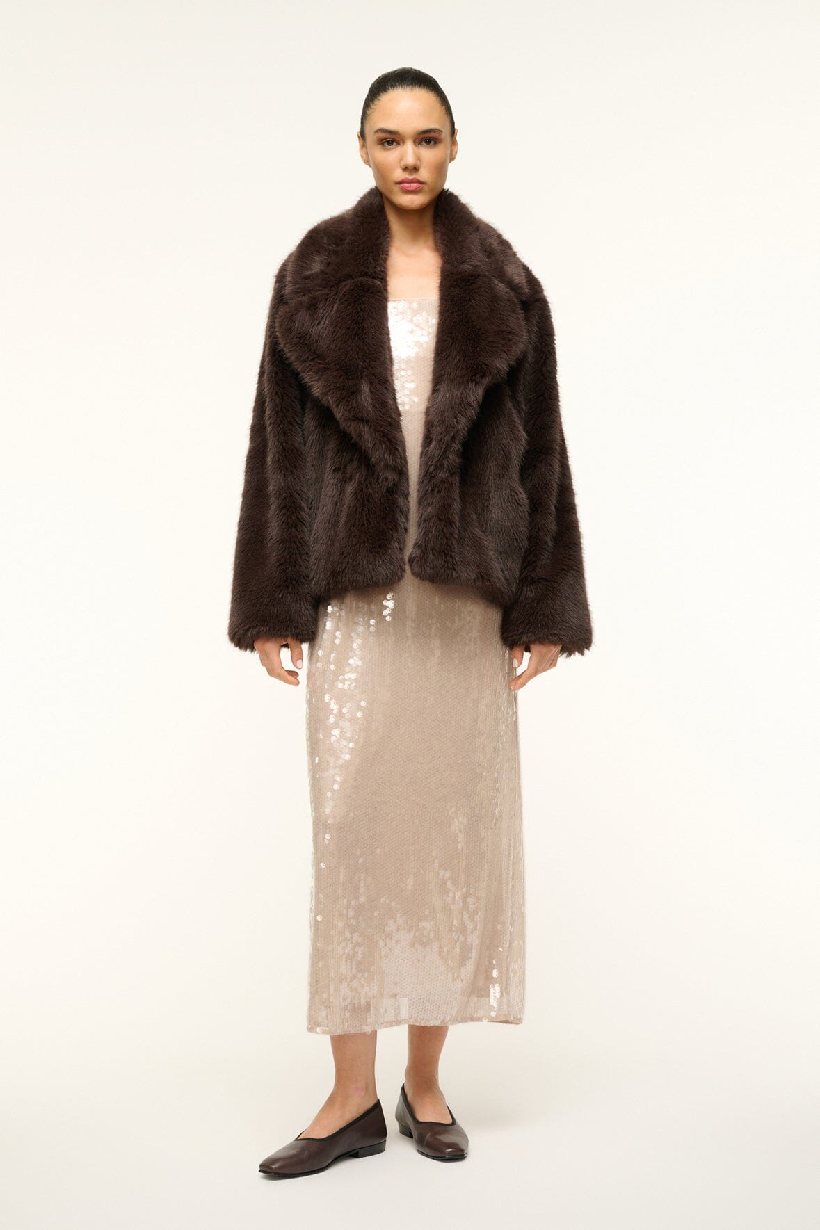 Casey Sequin Dress with Back Slit & Hidden Zipper | Moon