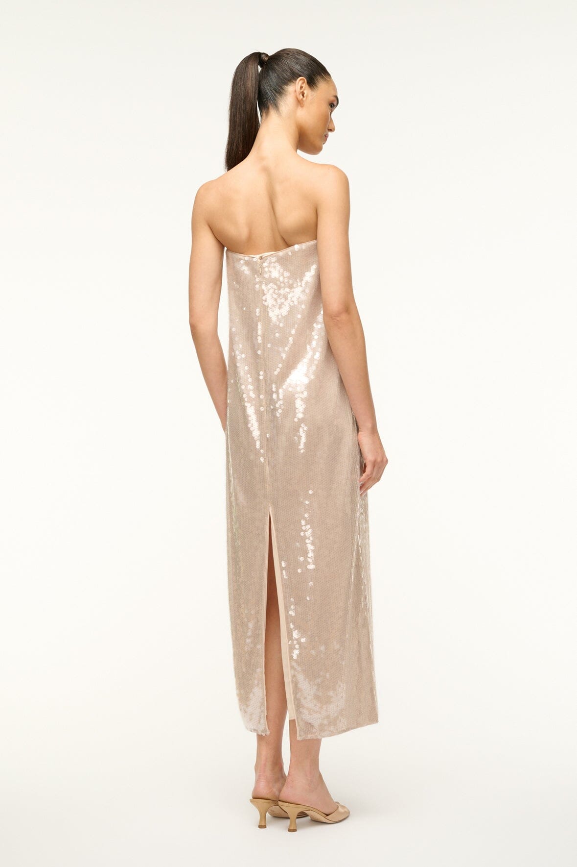 Casey Sequin Dress with Back Slit & Hidden Zipper | Moon