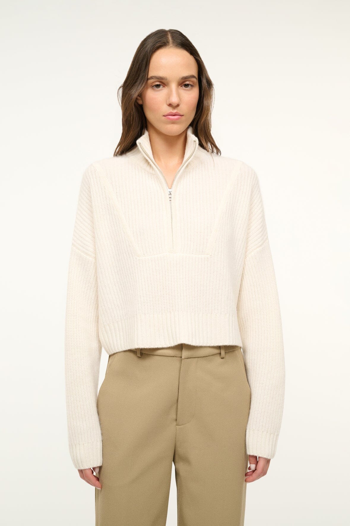 Cashmere Cropped Sweater - Hampton Ivory Knit for Fall