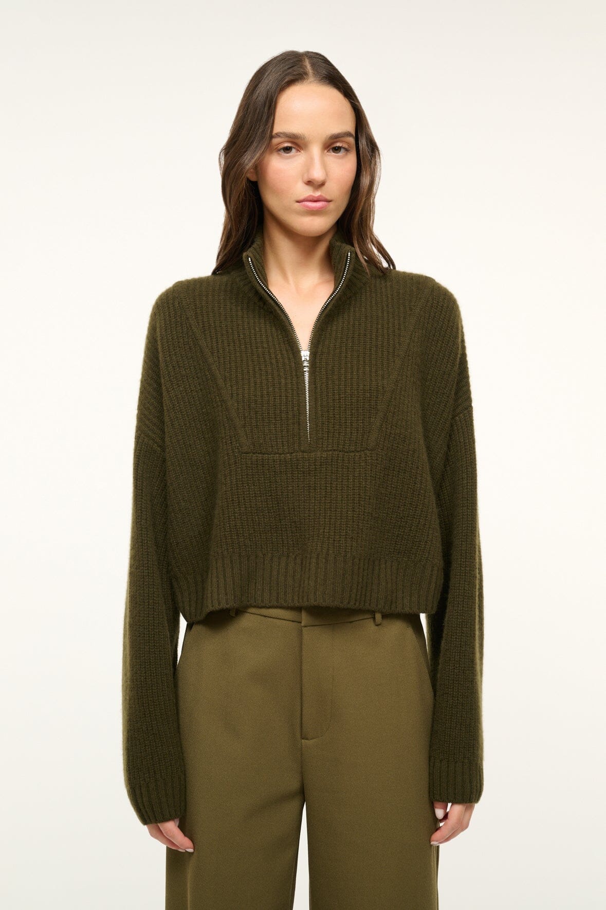 Cashmere Cropped Sweater | Hampton Olive Knit for Fall