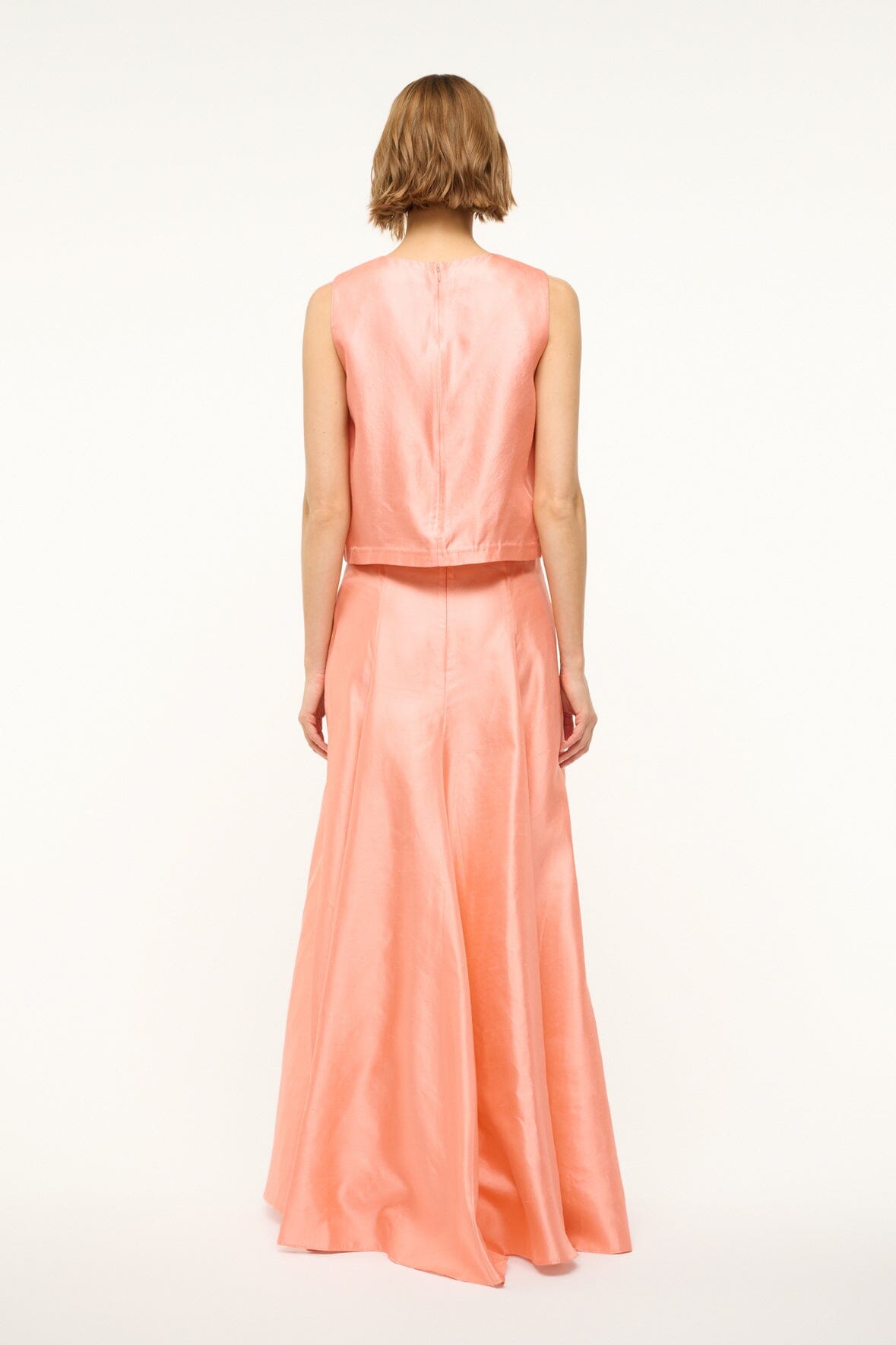 Silk Dupioni Sleeveless Top | Cassia Carnation Blouse