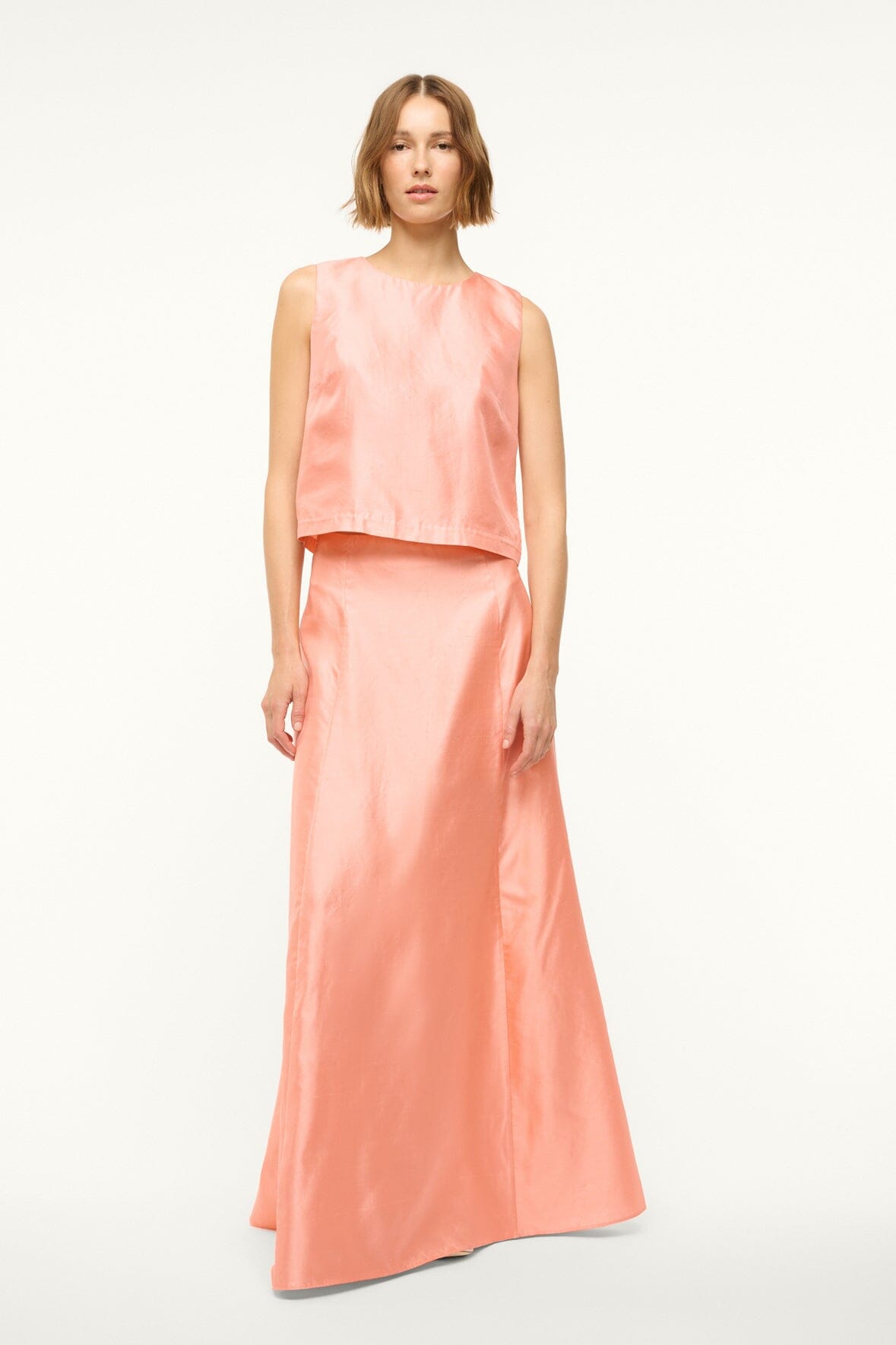 Silk Dupioni Sleeveless Top | Cassia Carnation Blouse