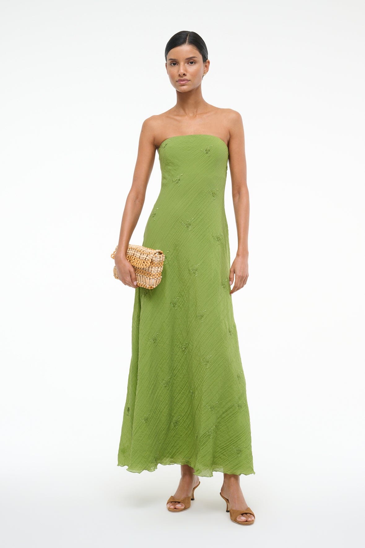 Strapless Maxi Dress with Corset - Cassie in Garden Green