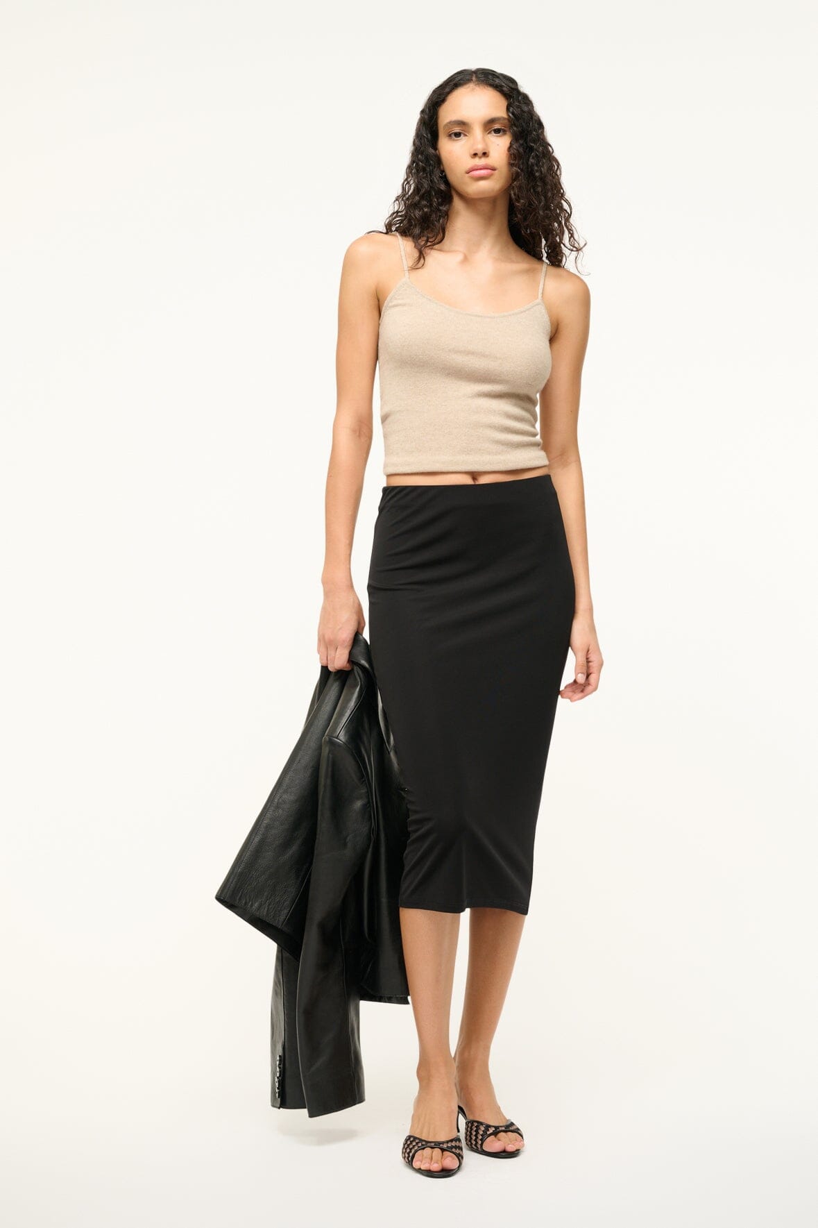 Black Chana Midi Pencil Skirt - Comfortable Jersey Fabric