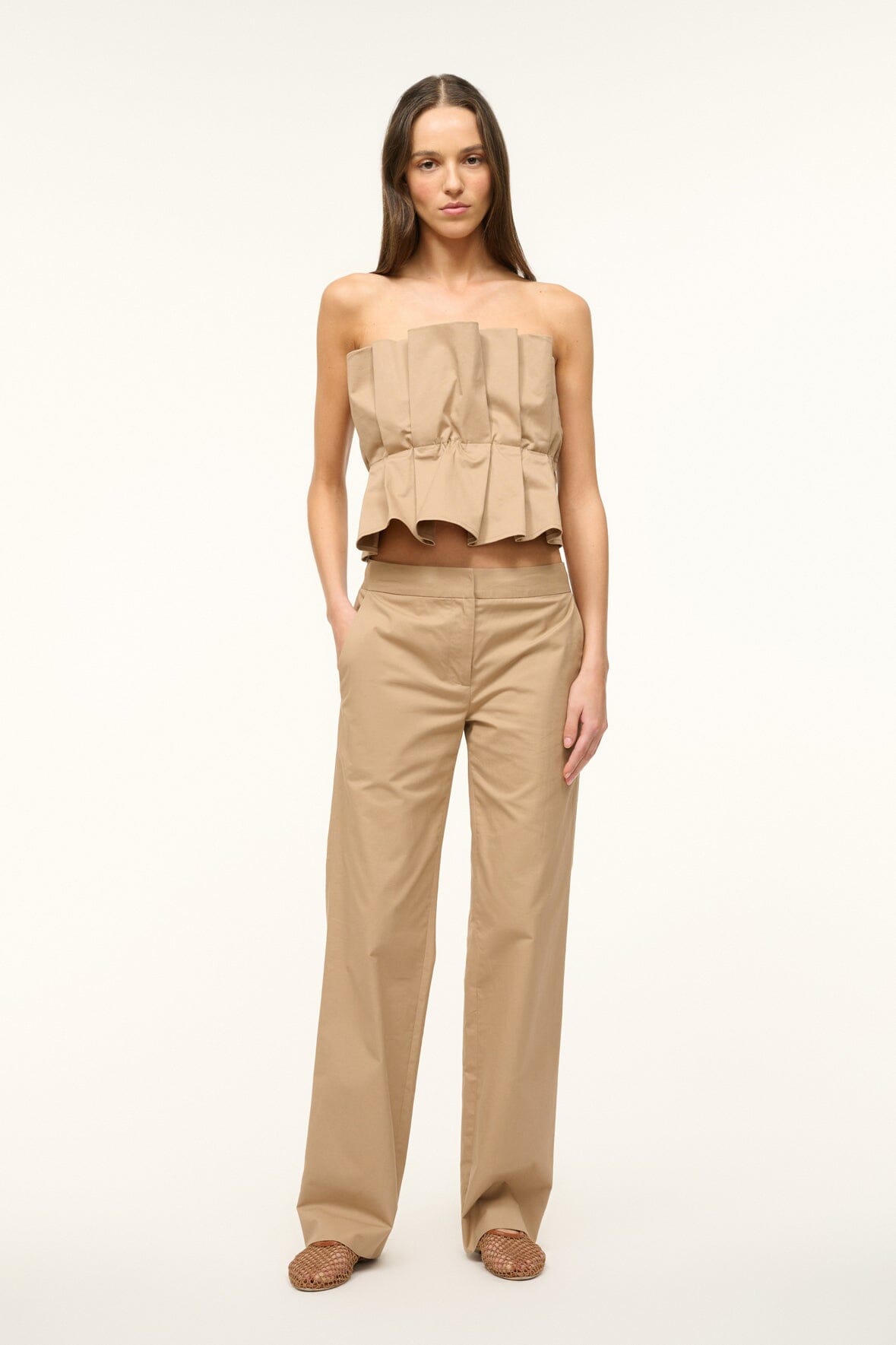 Chandler Khaki Low Rise Tapered Chino Pants