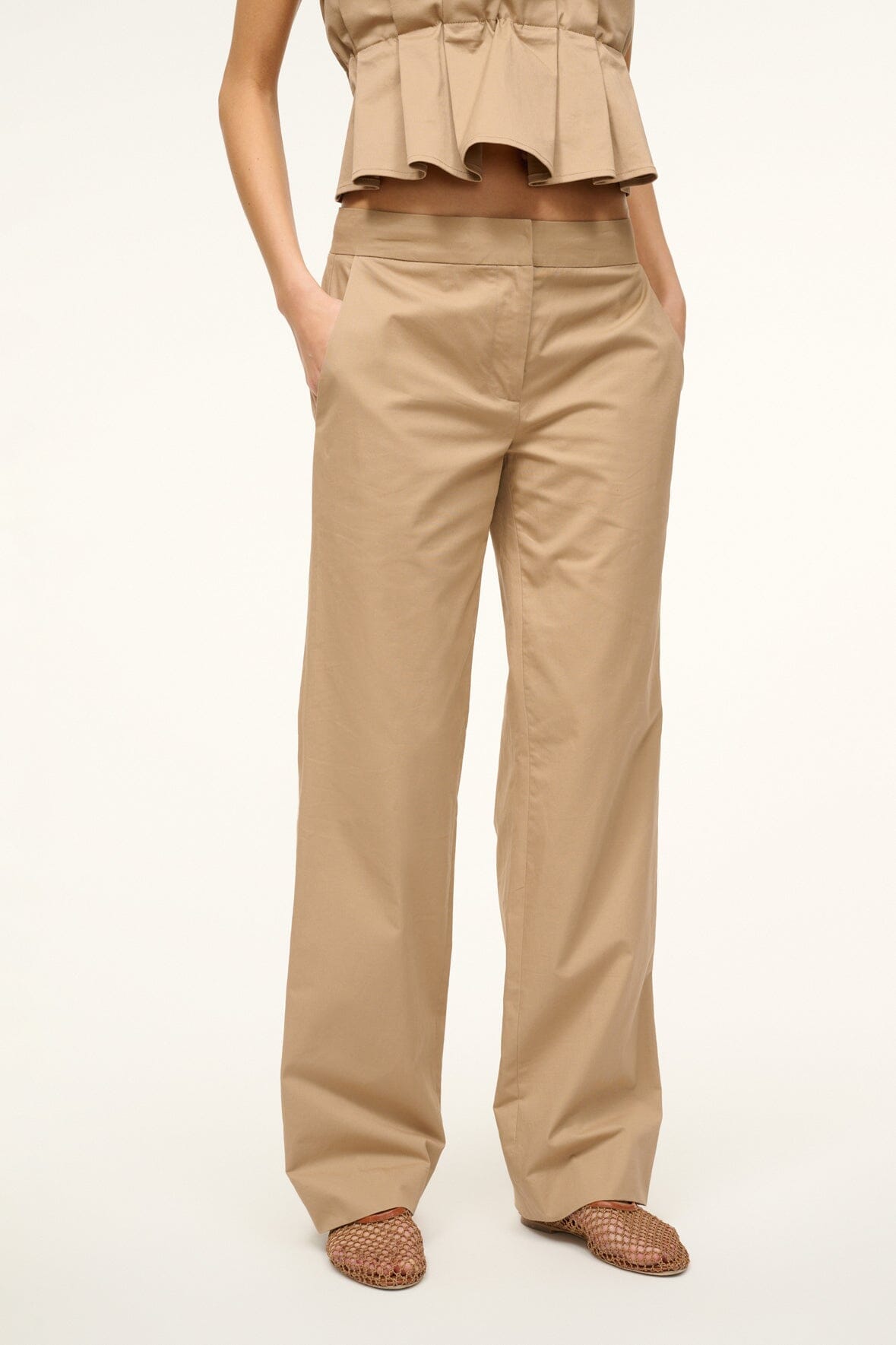 Chandler Khaki Low Rise Tapered Chino Pants