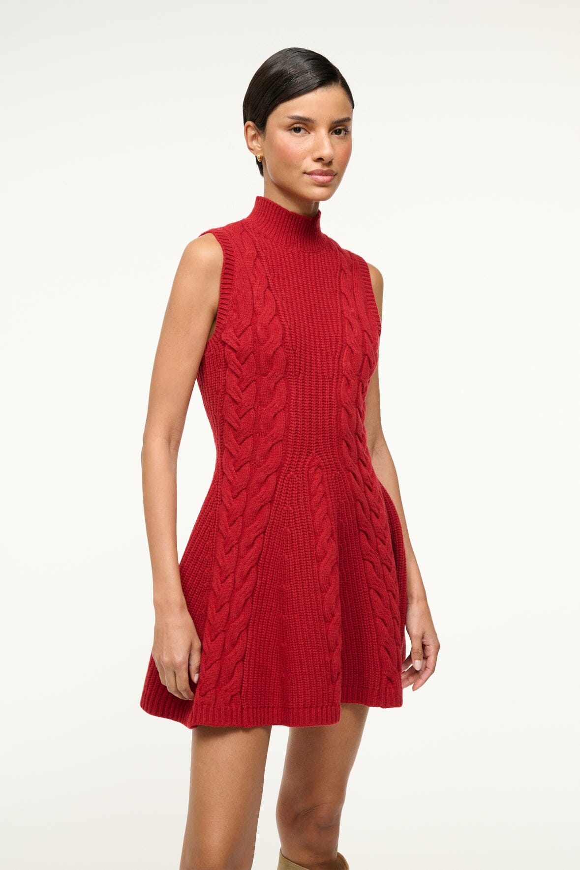 Charade Rouge Cable Knit Mini Dress with Mock Neck