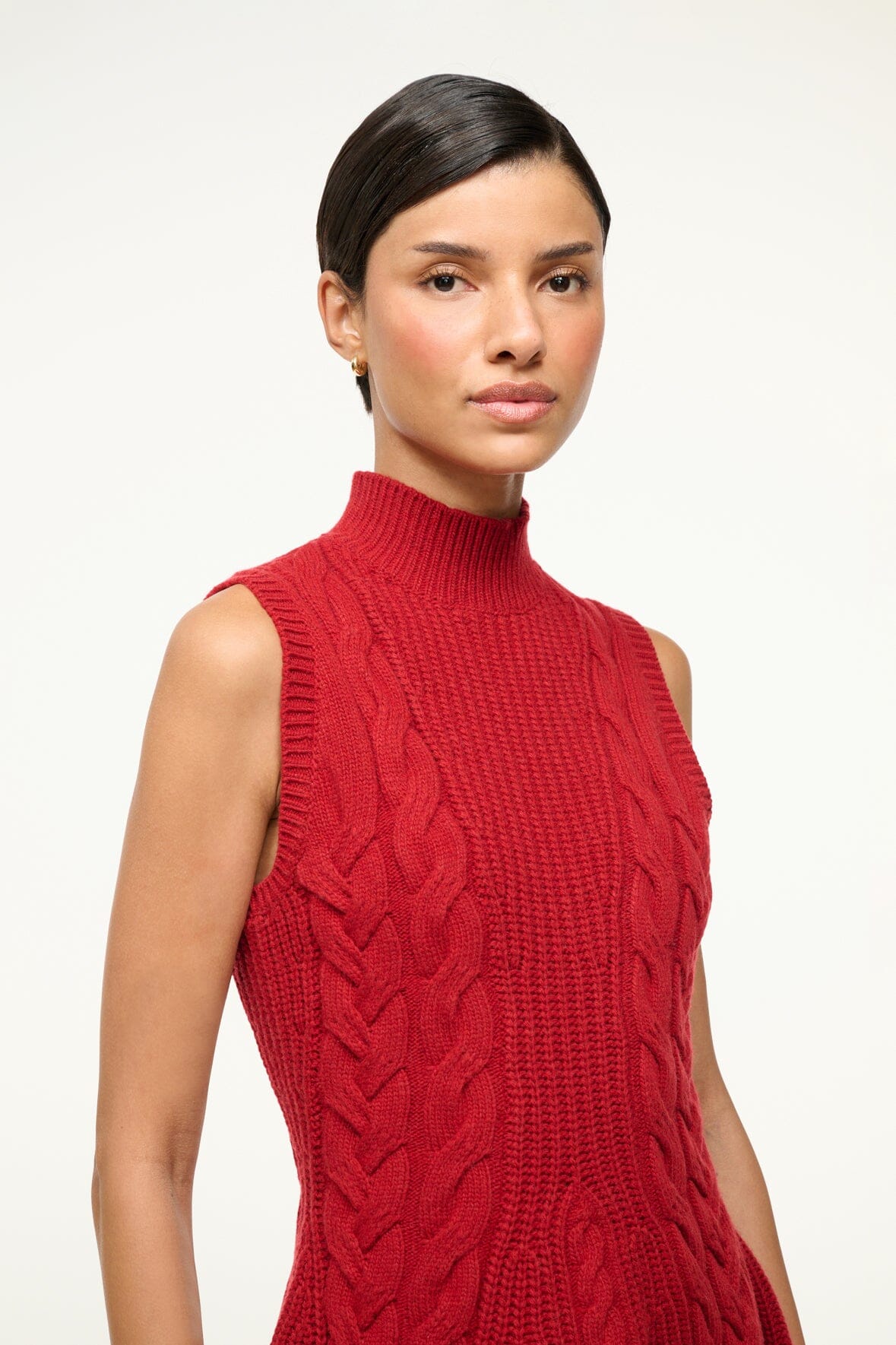 Charade Rouge Cable Knit Mini Dress with Mock Neck