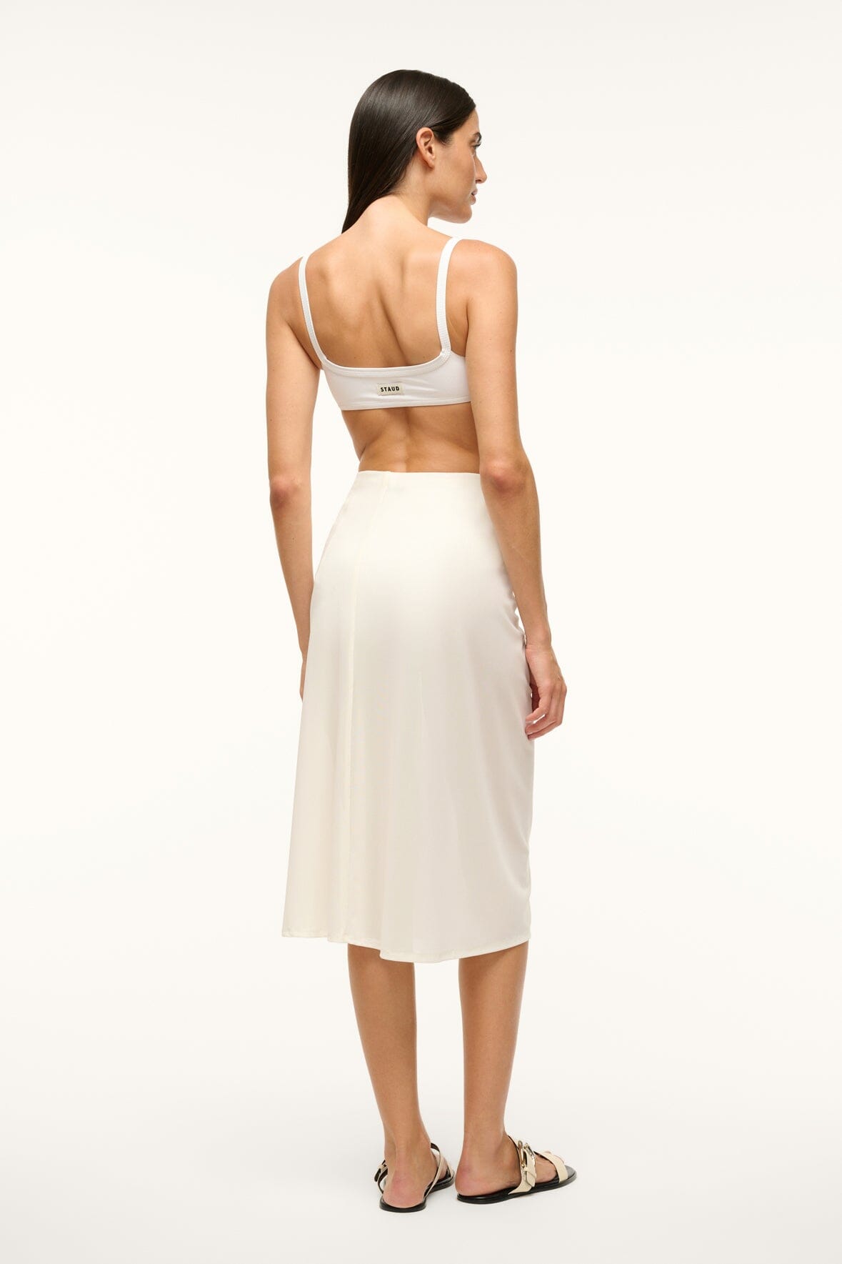 Chiara White Mesh Coverup Skirt with Buckle Detail