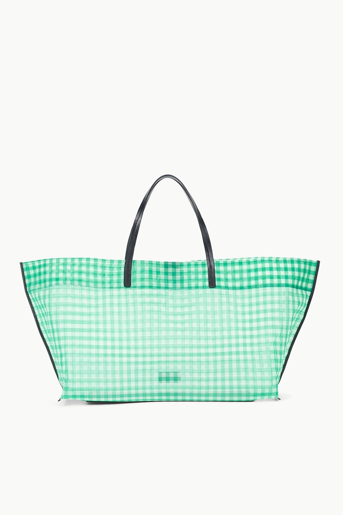 Christos Large Mesh Tote Bag with Removable Leather Pouch - Jade Gingham