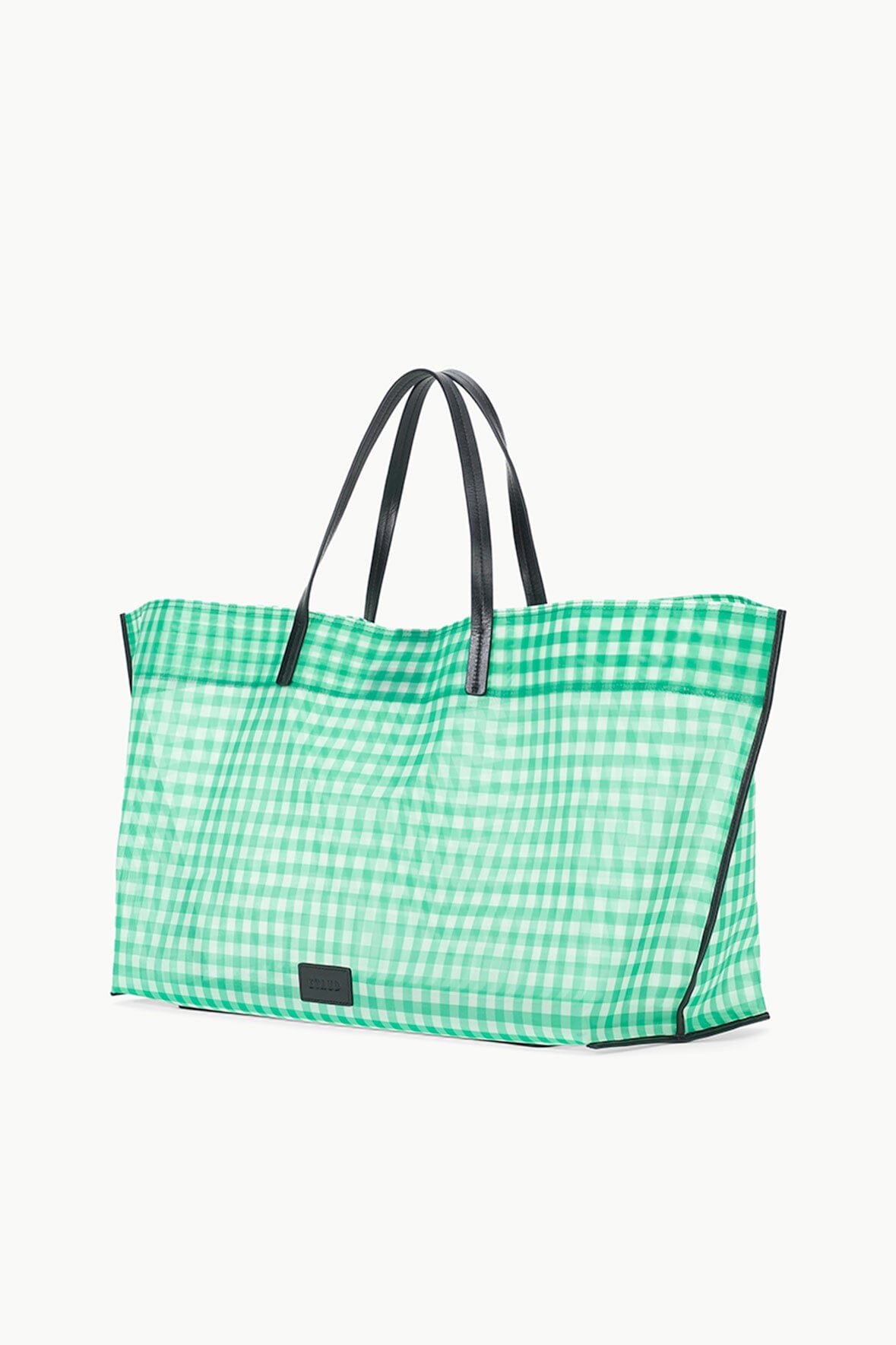 Christos Large Mesh Tote Bag with Removable Leather Pouch - Jade Gingham