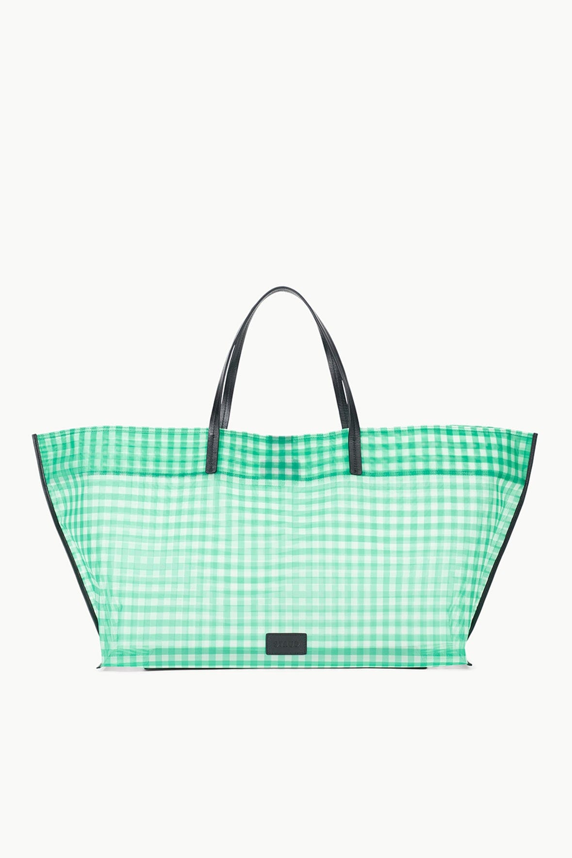 Christos Large Mesh Tote Bag with Removable Leather Pouch - Jade Gingham
