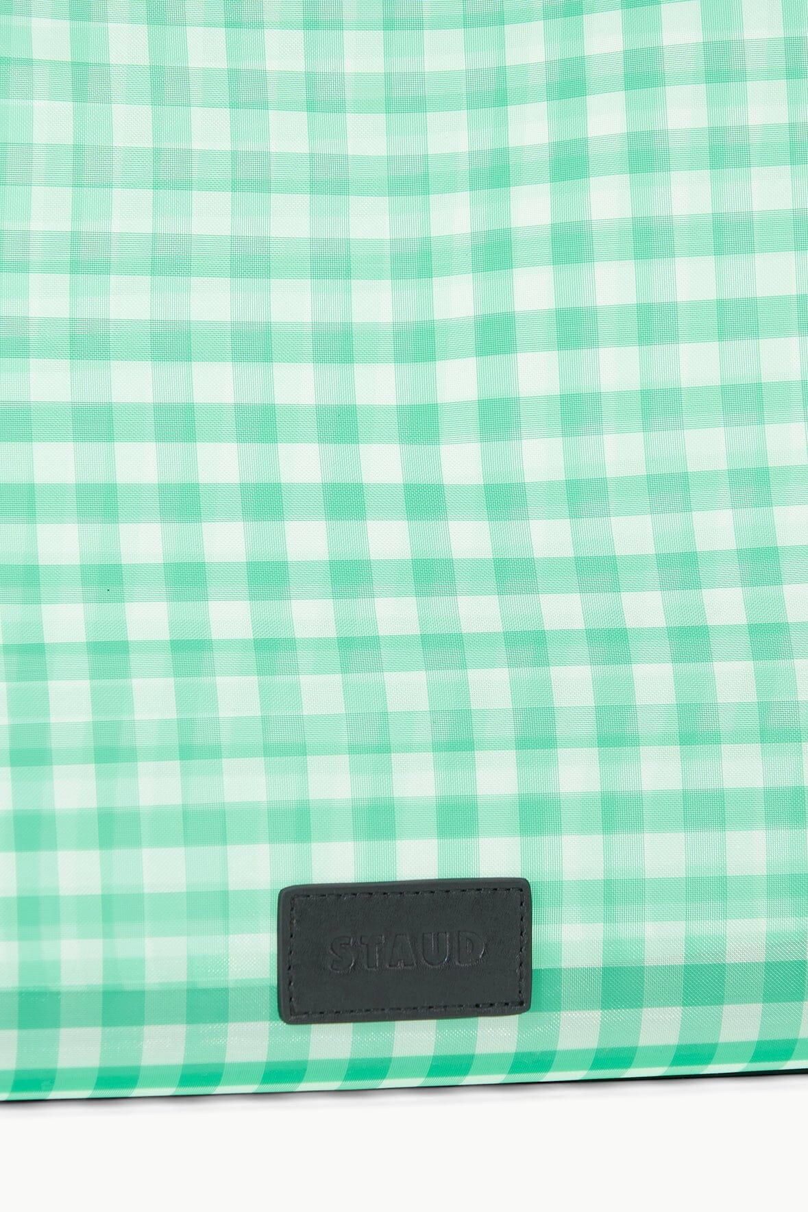 Christos Large Mesh Tote Bag with Removable Leather Pouch - Jade Gingham