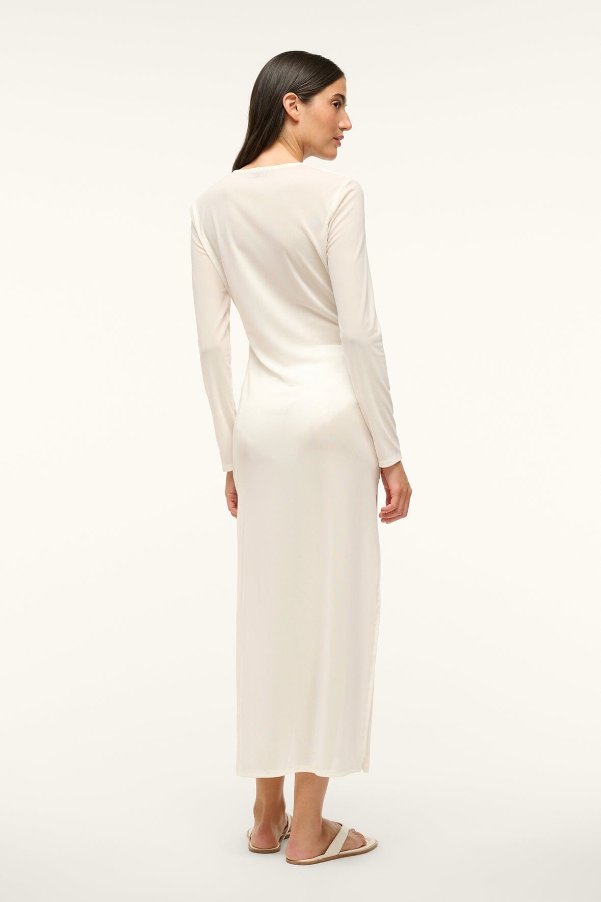 White Cleo Dress - V-Neck Swim Cover-Up with Moon Buckle Detail