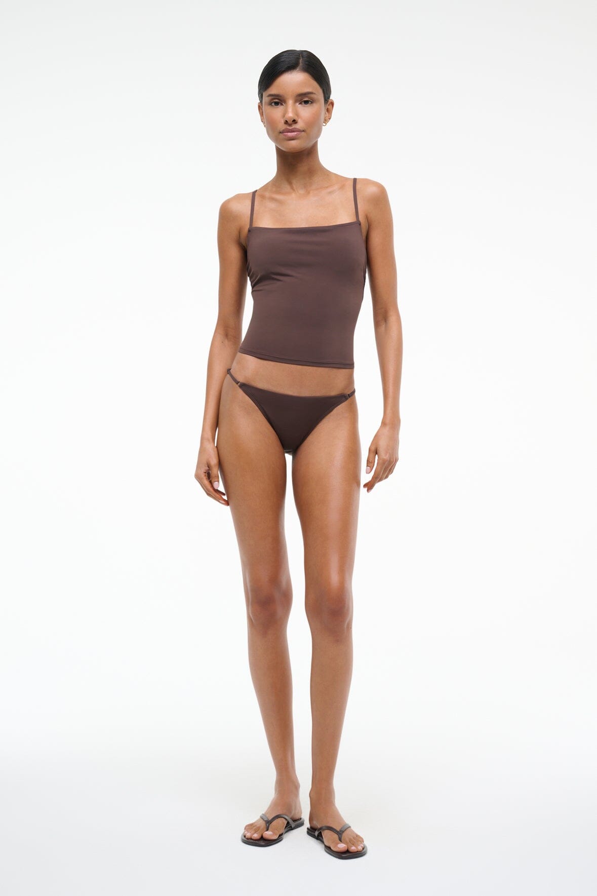 Cleo Dark Chocolate Tankini Top with Spaghetti Straps