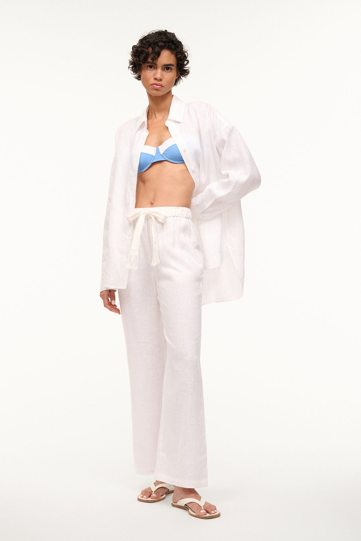 Colton Linen Oversized Button Down Shirt - White