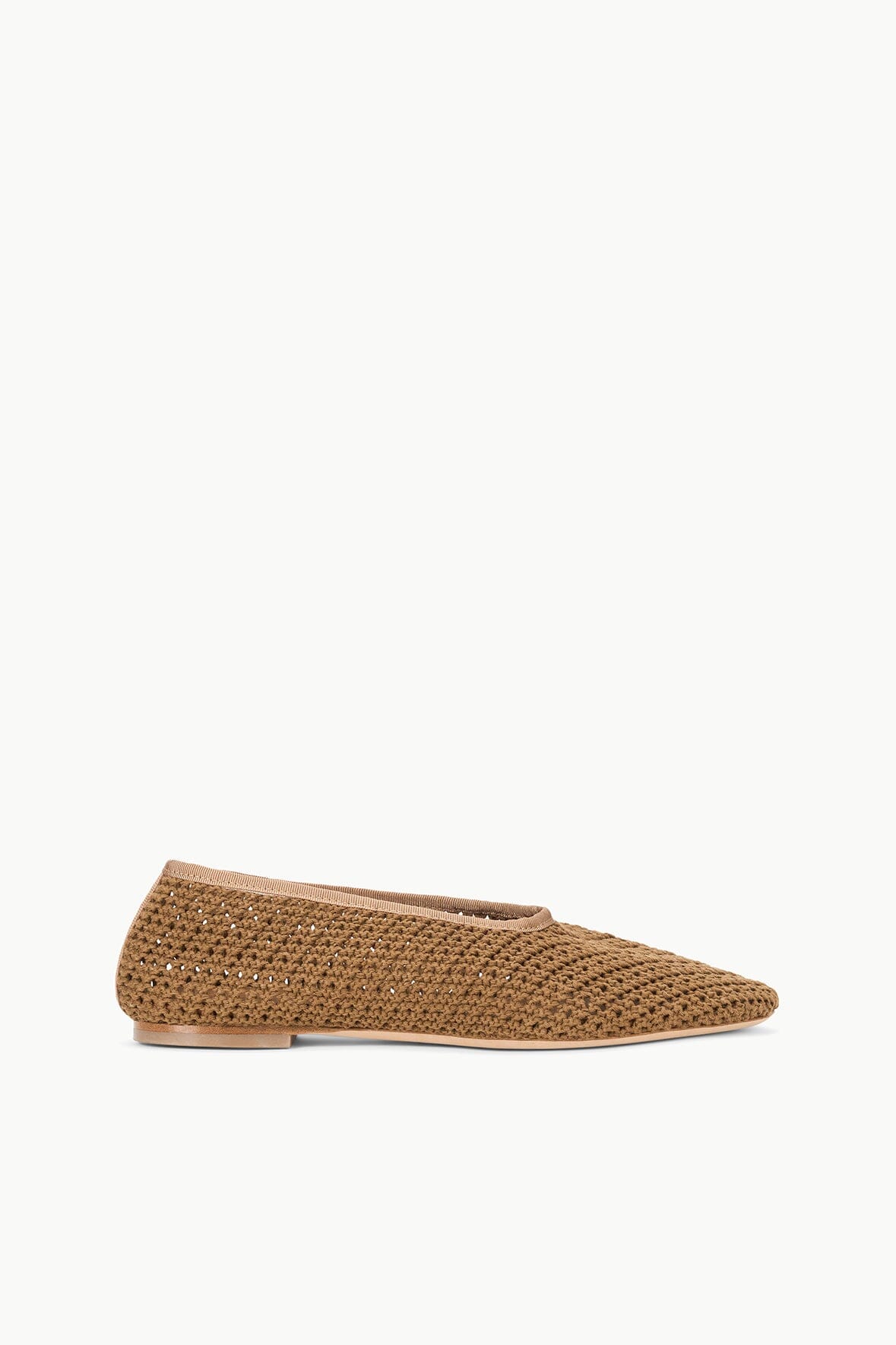 Alba Crochet Ballet Flats in Camel | Cotton Slip-On Shoes