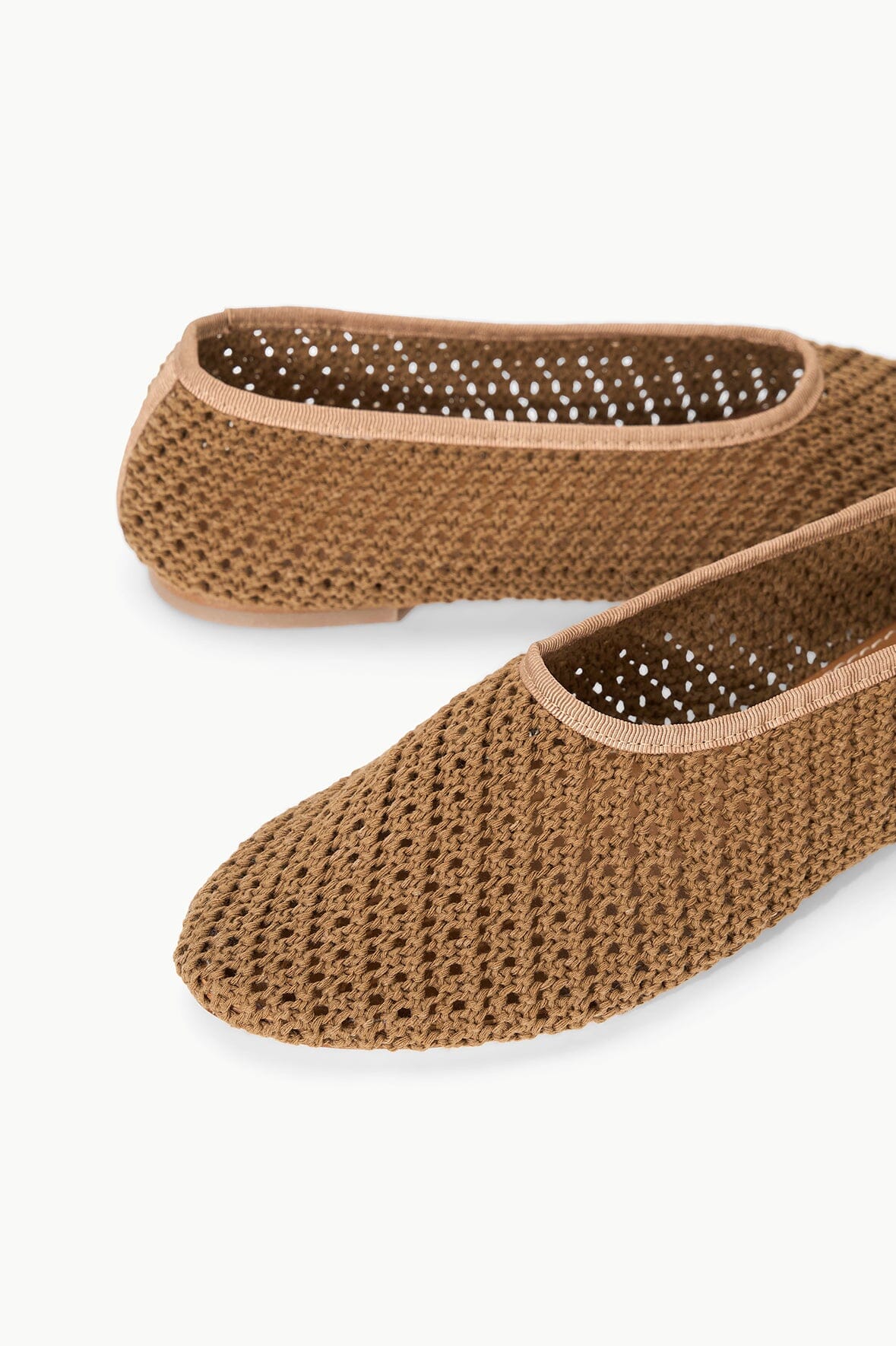 Alba Crochet Ballet Flats in Camel | Cotton Slip-On Shoes