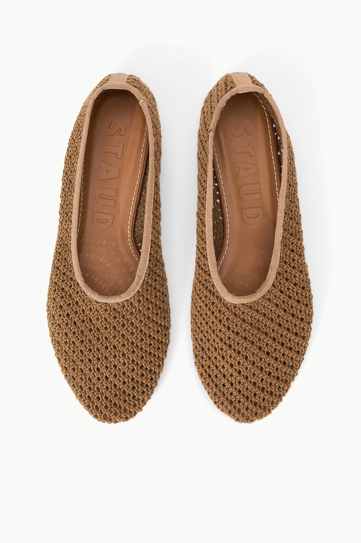 Alba Crochet Ballet Flats in Camel | Cotton Slip-On Shoes