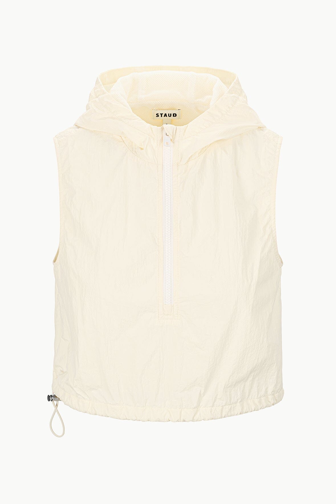 Ivory Hooded Zip-Front Nylon Crop Top | Compass Sporty Shell