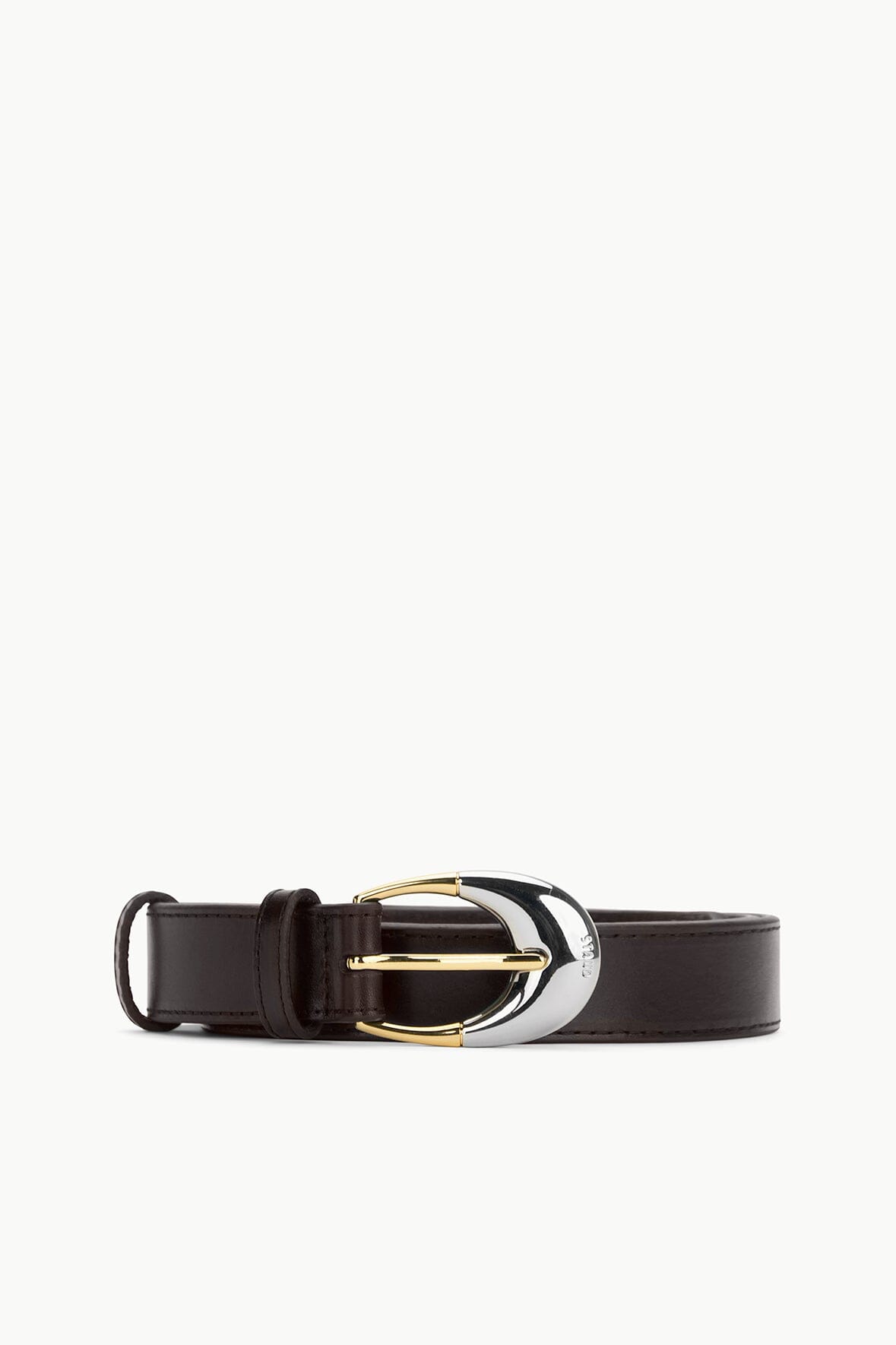 Men's Espresso Leather Belt with Two-Tone Moon Buckle – 26mm Width