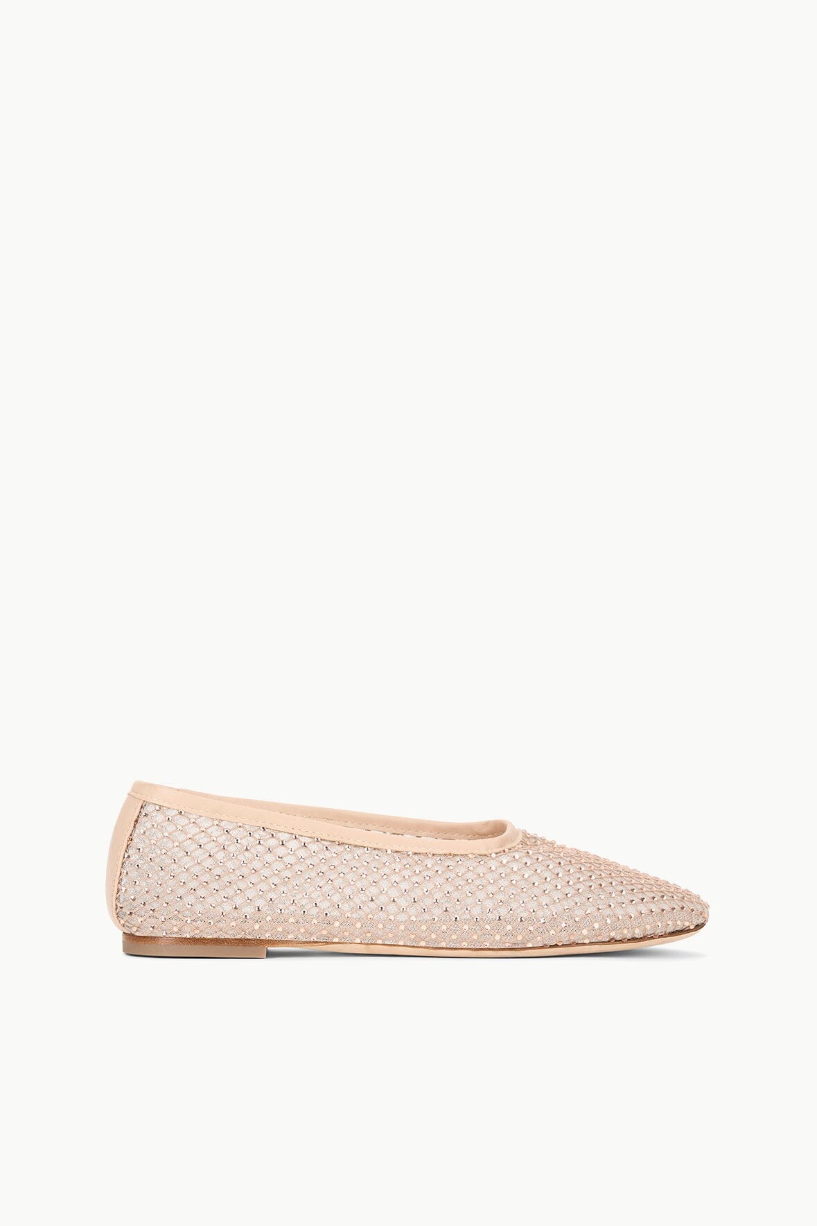 Alba Champagne Crystal Mesh Ballet Flats with Nappa Leather Sole