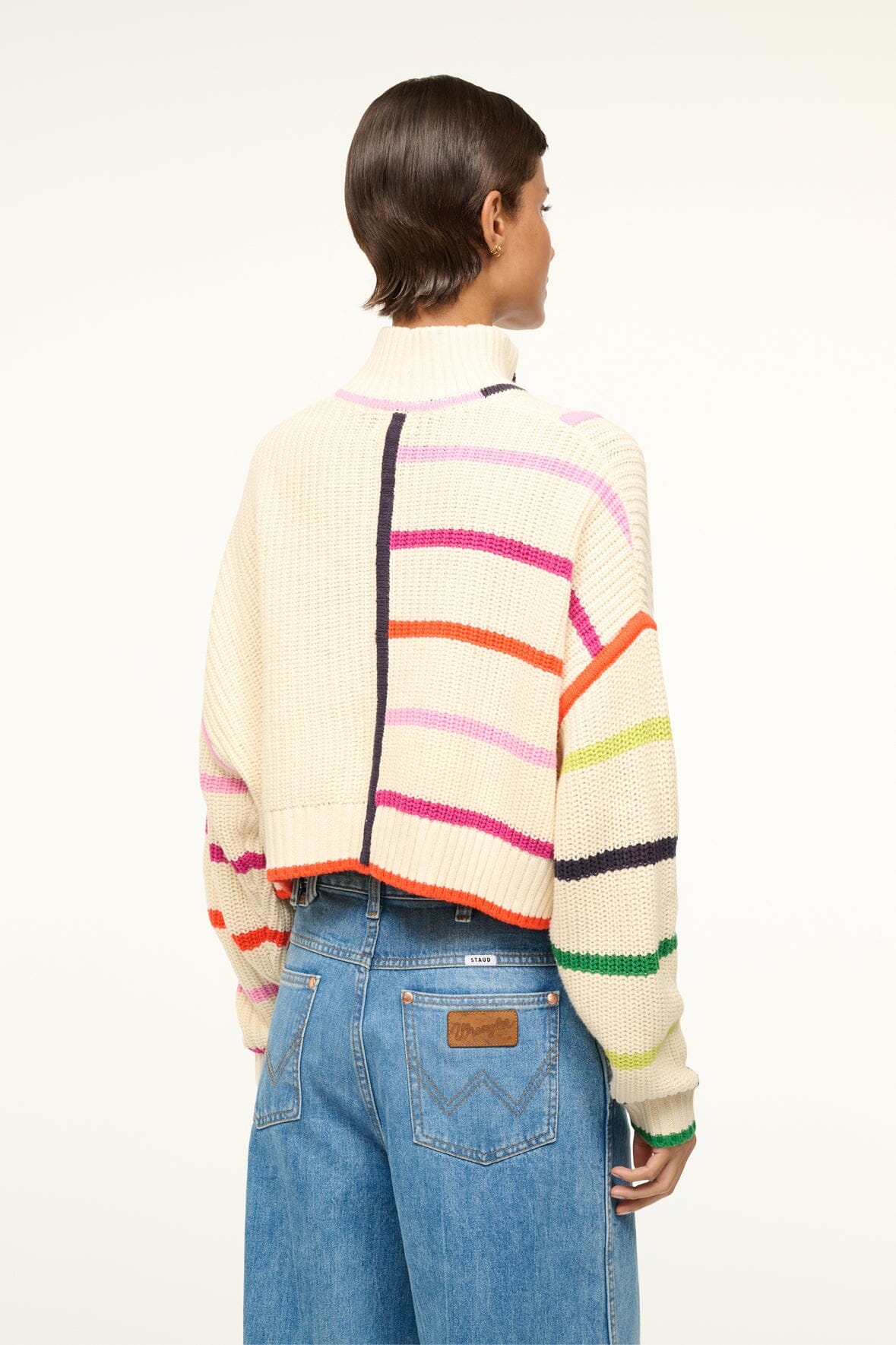 Cropped Hampton Sweater - Chunky Cotton Knit with Half Zip