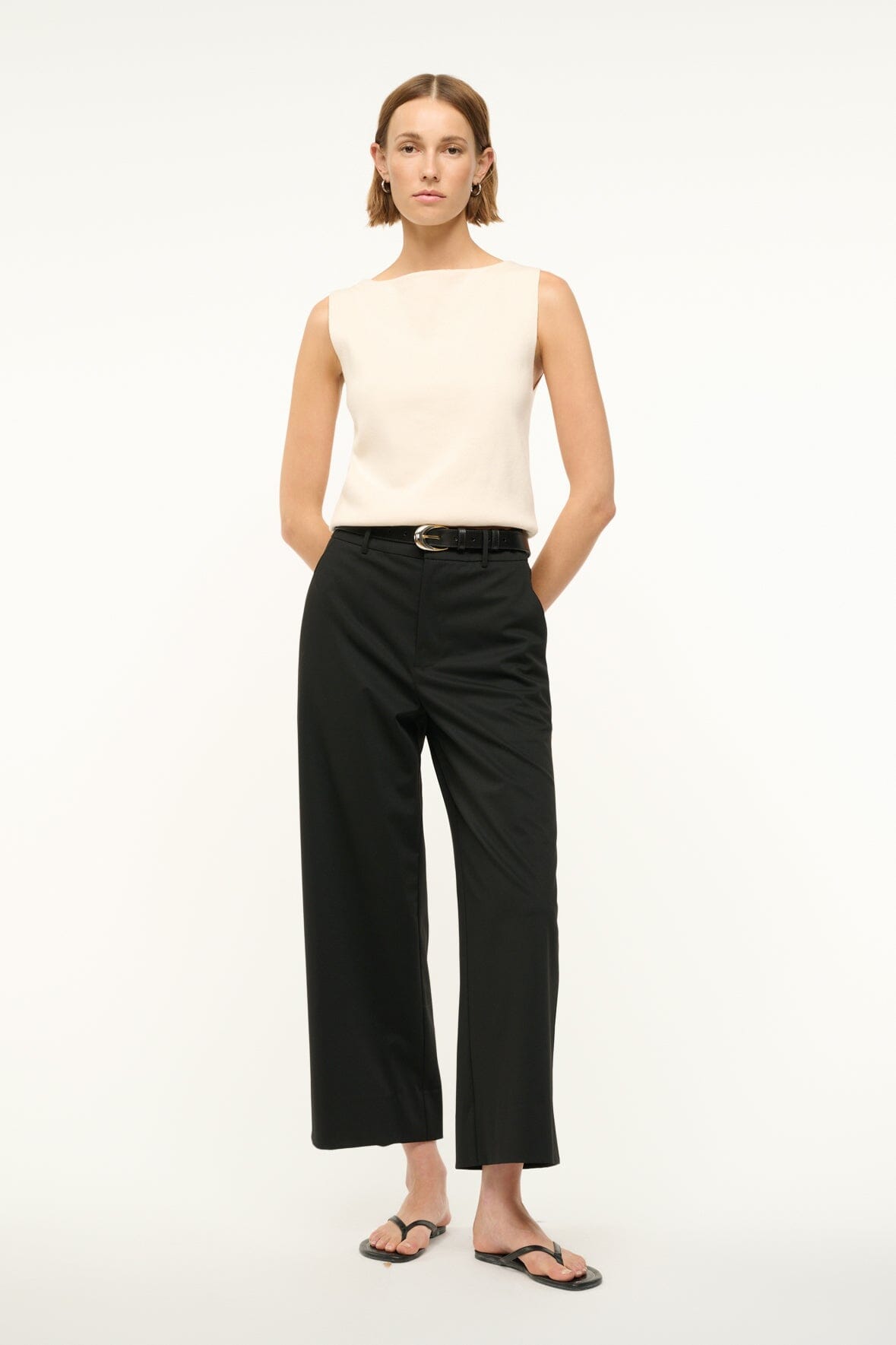 Black High-Waisted Cropped Prince Pant - Wool Suiting Fabric