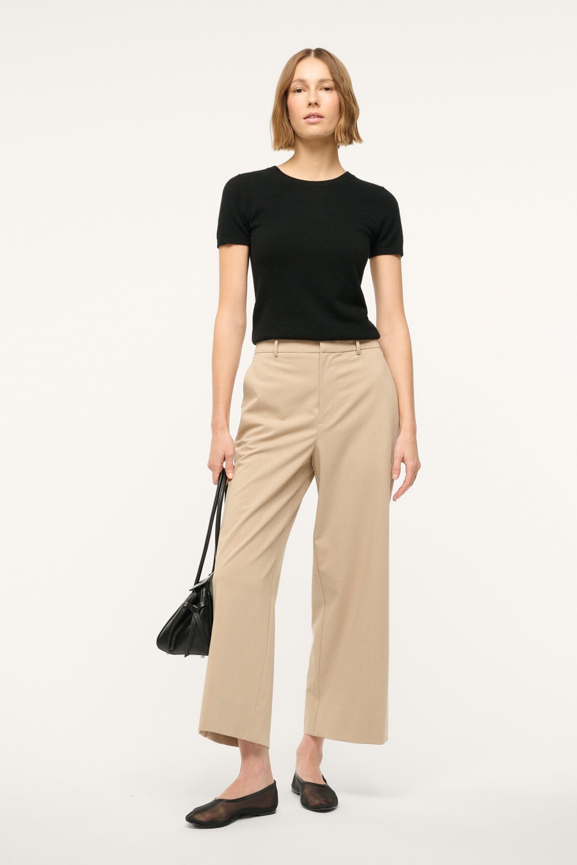 High-Waisted Cropped Prince Pant in Stone Wool Suiting